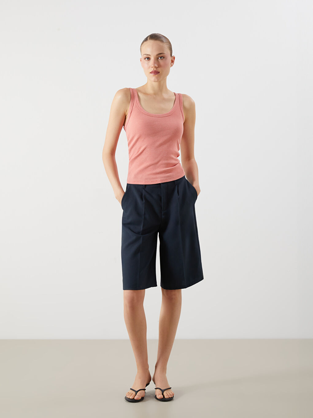LCW Vision U Neck Textured Women's Tank Top -S5QM31Z8-GQC