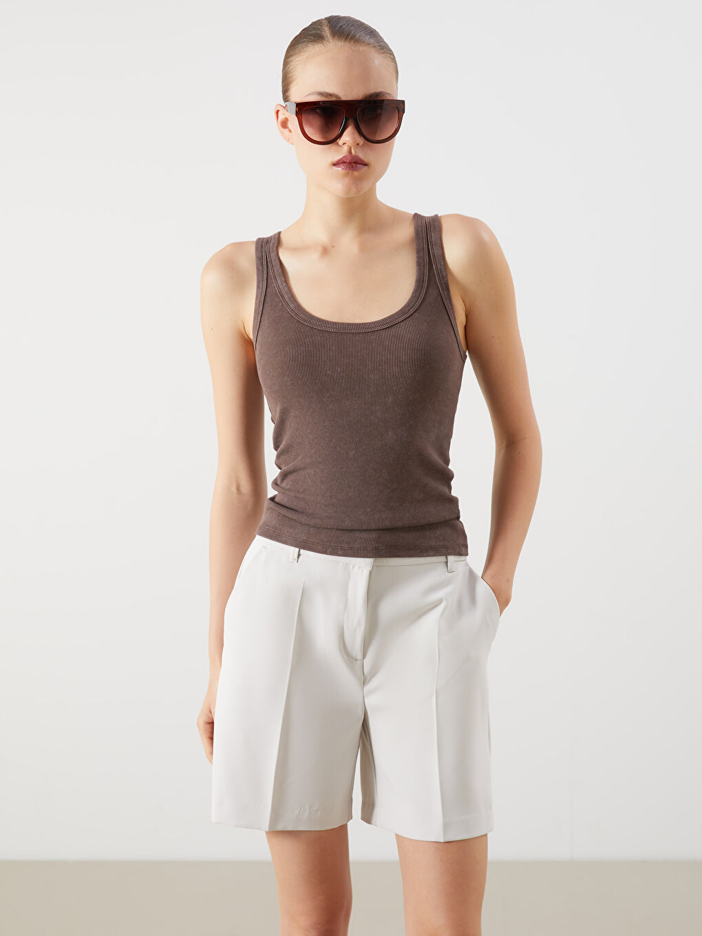 LCW Vision U Neck Textured Women's Tank Top -S5QM31Z8-R3C