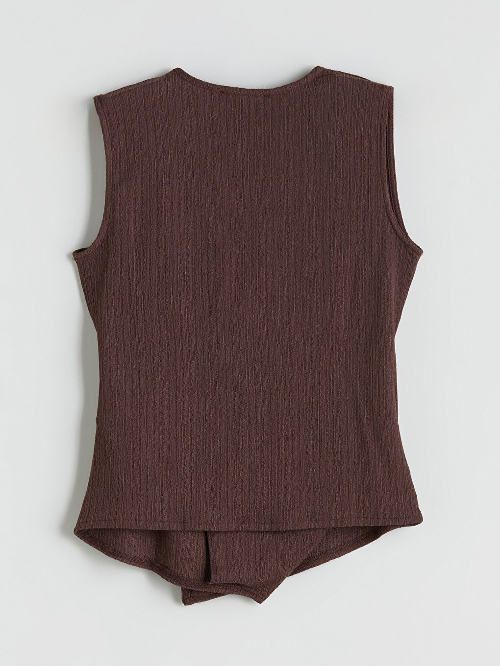 Kahverengi Kruvaze Yaka Dokulu Bluz-5