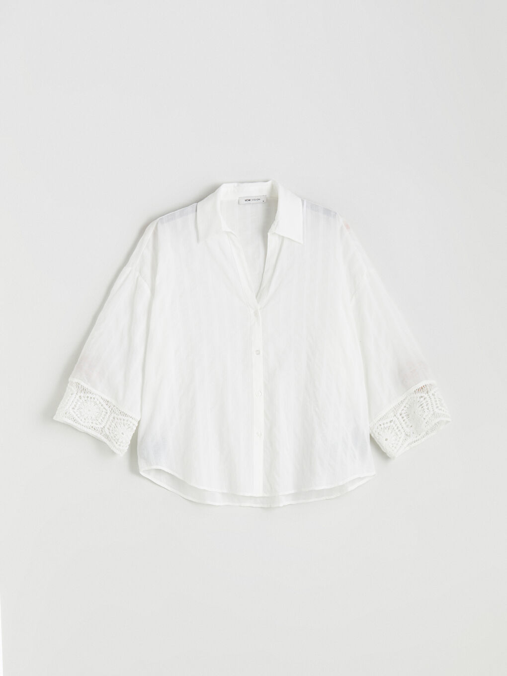 قميص نساء واسع بتفاصيل كروشيه-9