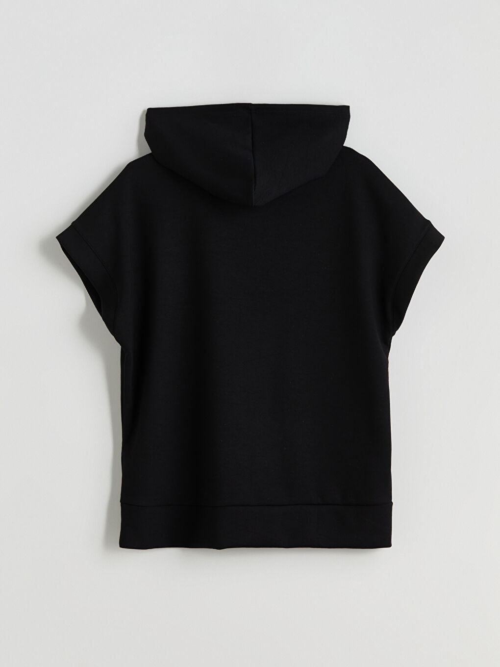 Siyah Fermuarlı Yaka Kadın Hoodie-5