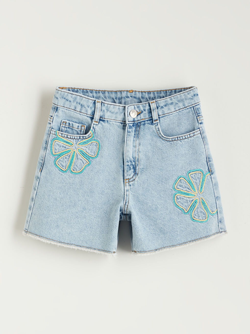 LCW Kids Çiçekli Kız Çocuk Jean Şort -S5QM81Z4-V2T