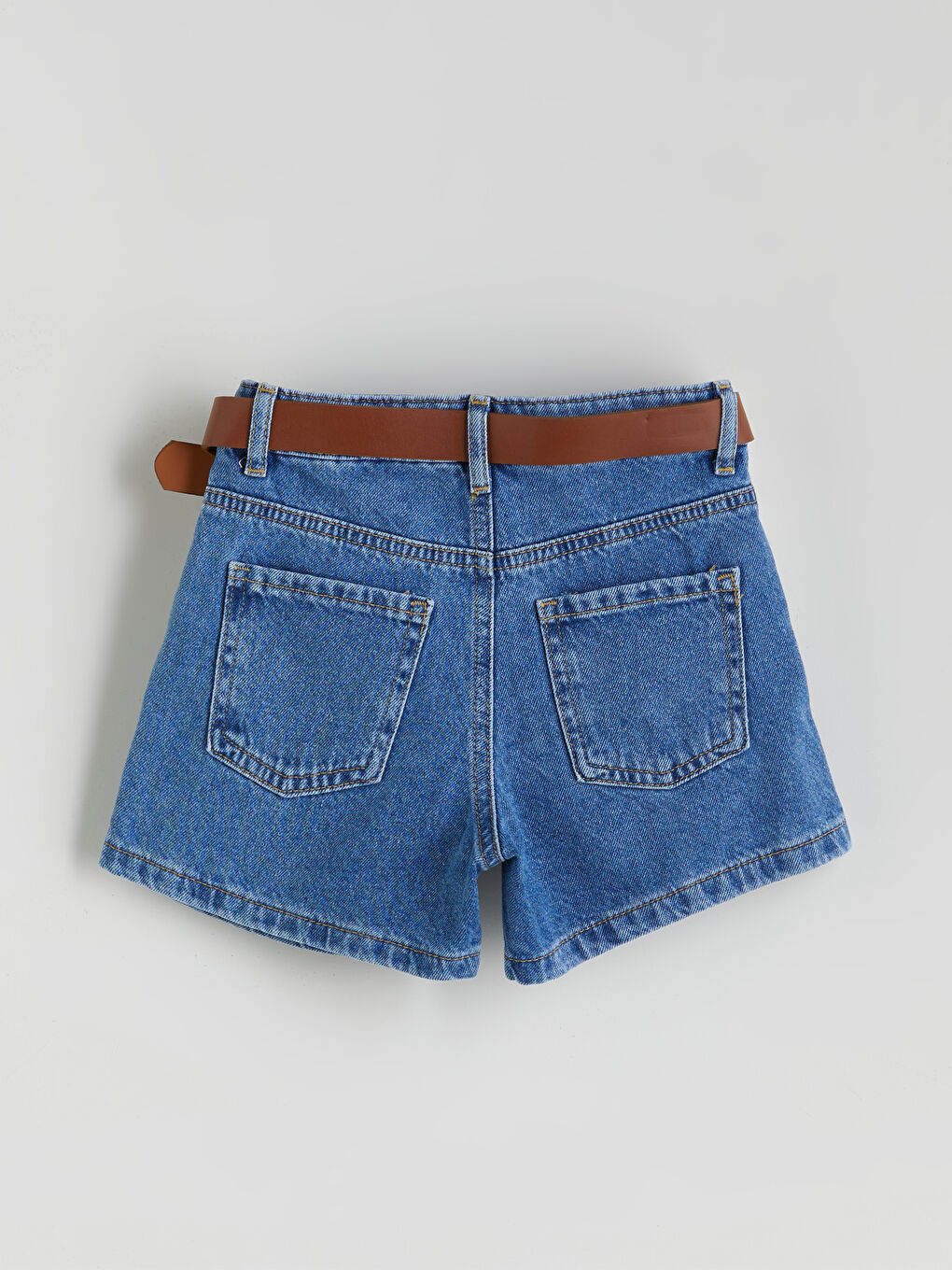 İndigo Çiçekli Kız Çocuk Jean Şort-1