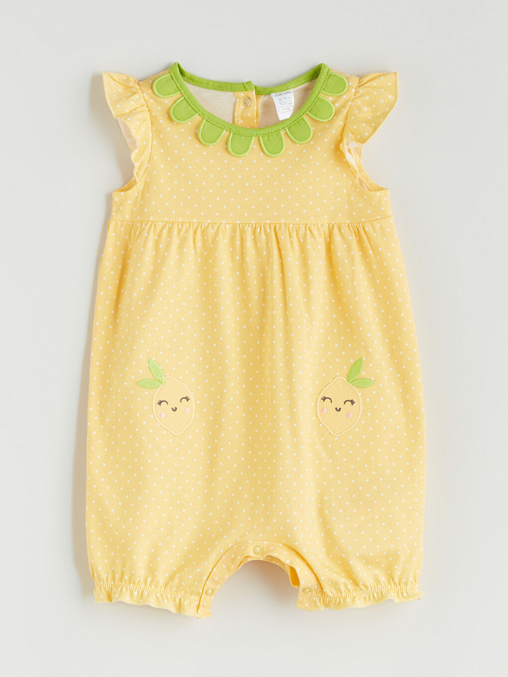 Sarı Bisiklet Yaka Kız Bebek Fırfırlı Tulum