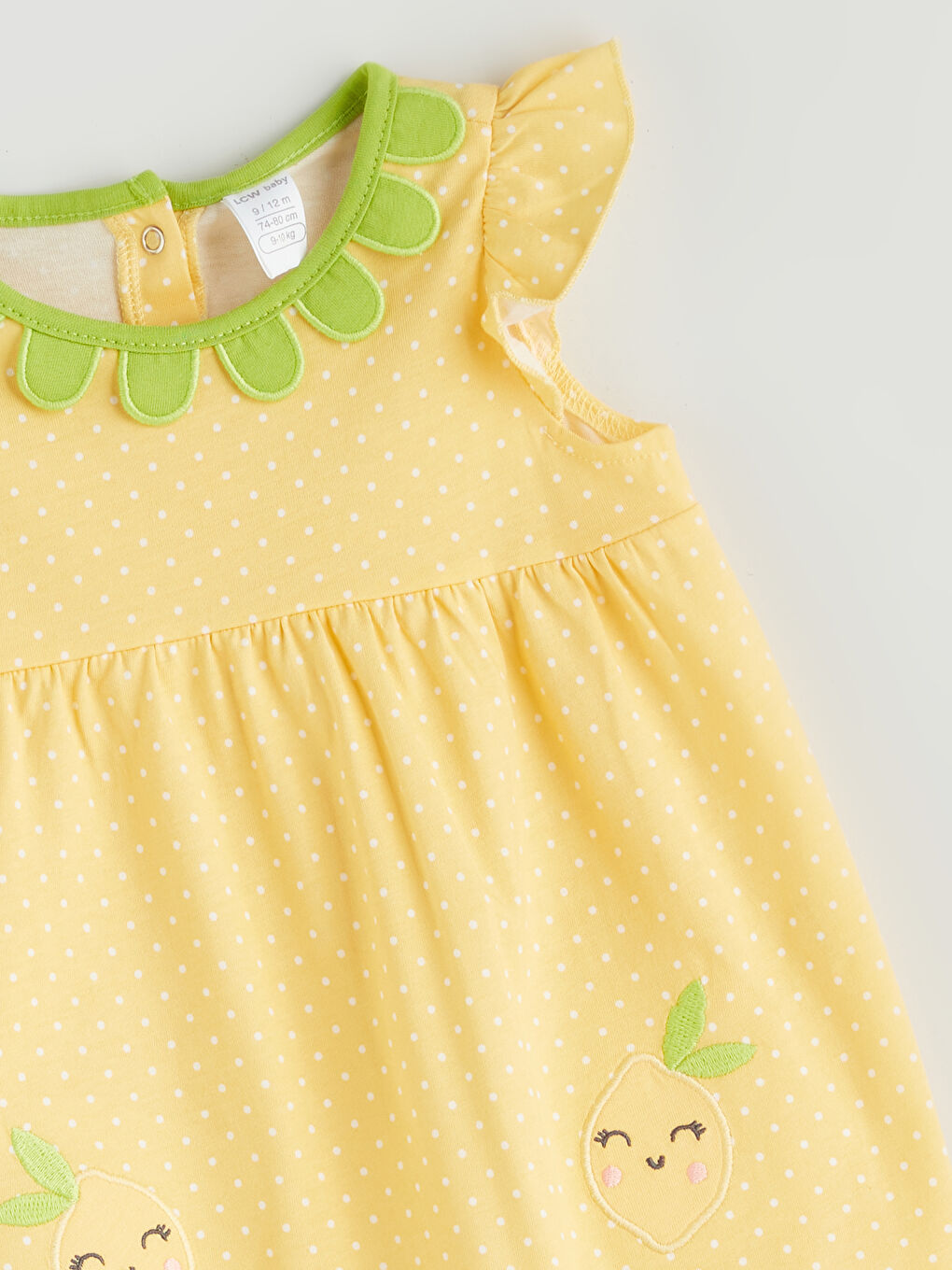 Sarı Bisiklet Yaka Kız Bebek Fırfırlı Tulum-2