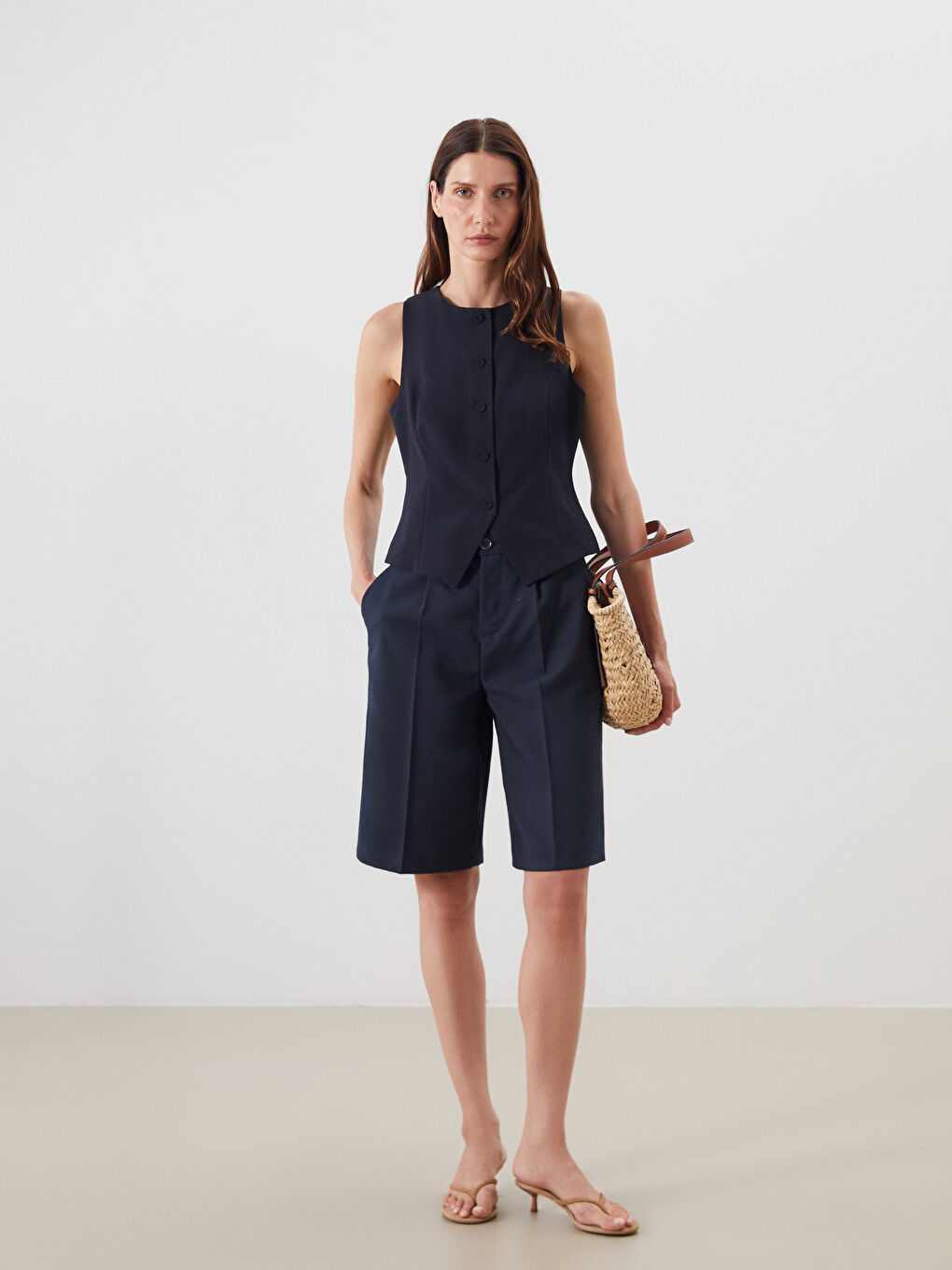 Crew Neck Women's Classic Waistcoat -S5QM91Z8-CVL