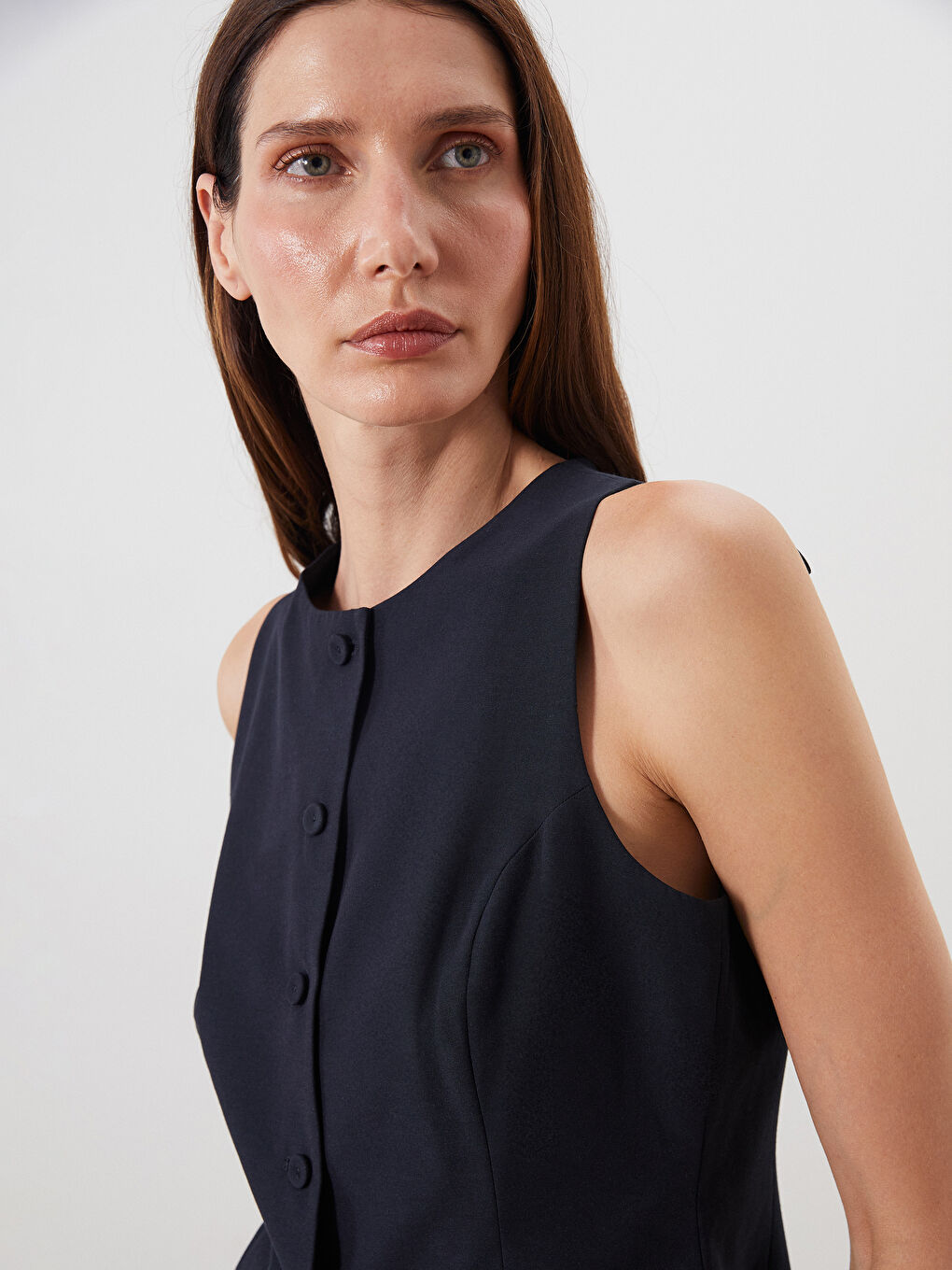 Crew Neck Women's Classic Waistcoat -S5QM91Z8-CVL