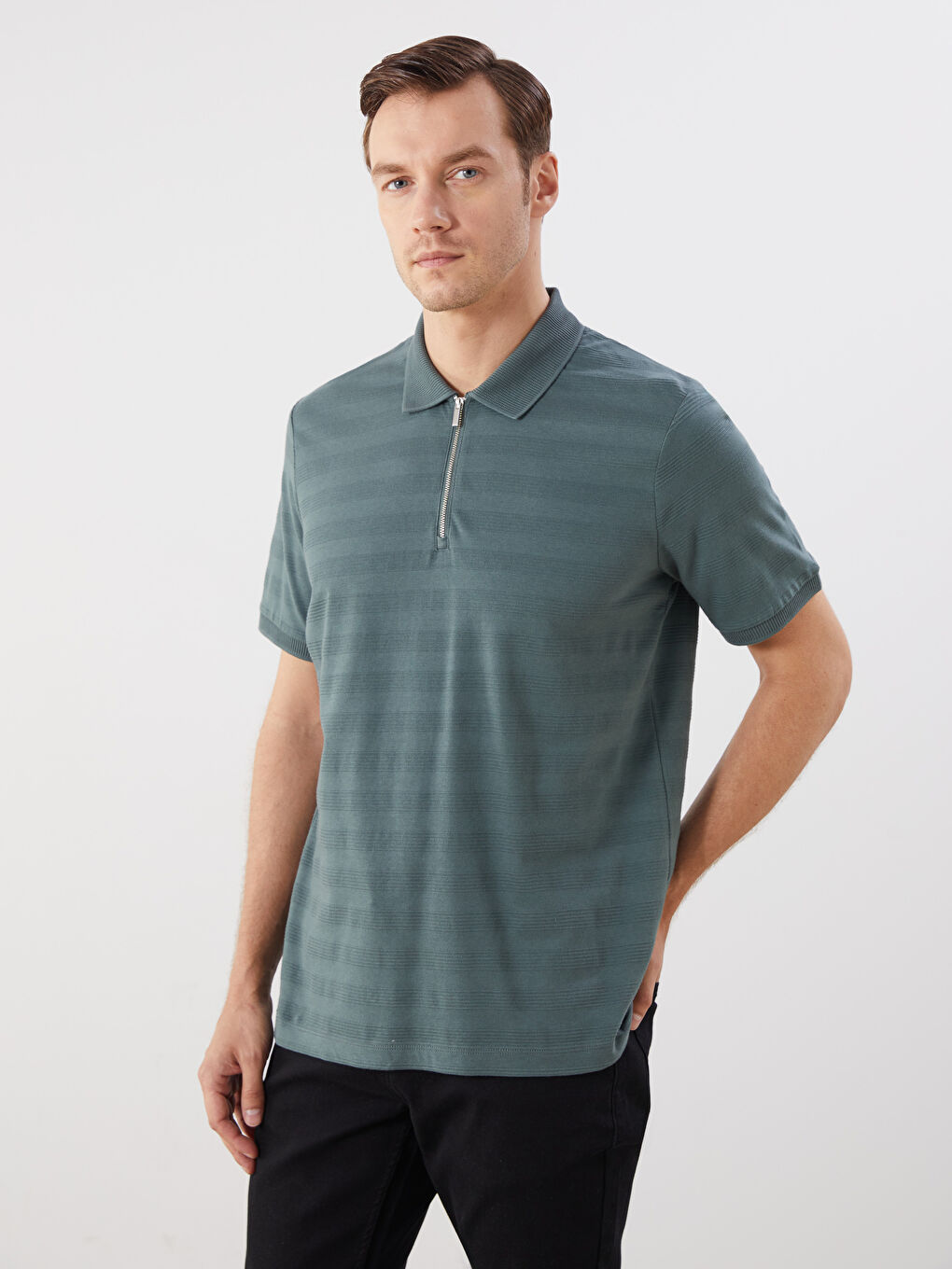 Polo Neck Striped Men's T-Shirt -S5QM94Z8-ZCD
