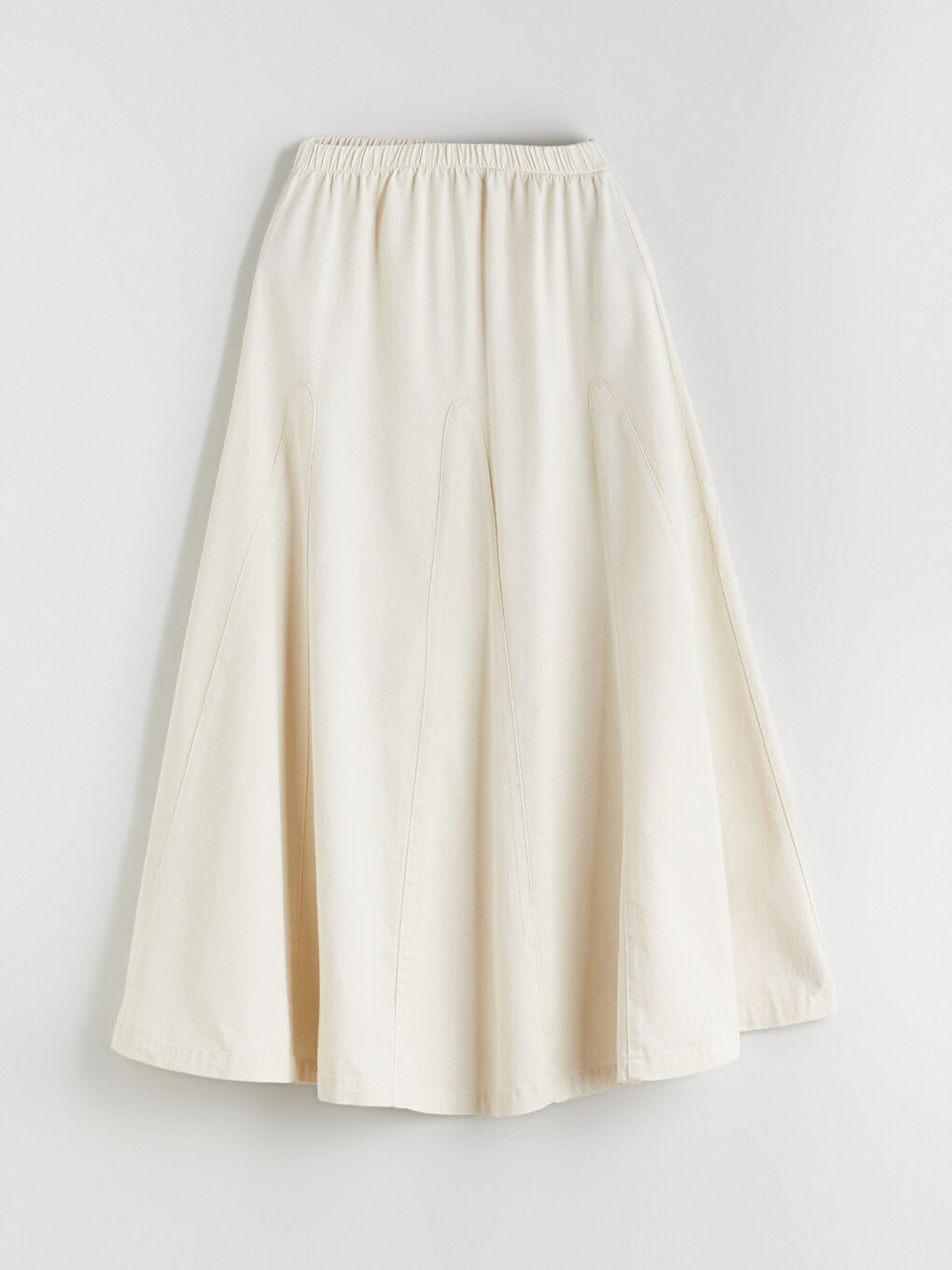 Ekru Beli Lastikli Kadın Jean Etek-4