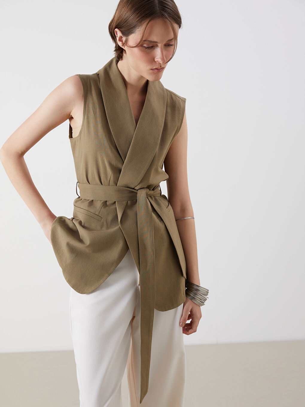LC Waikiki Woman KHAKI Suit Waistcoat -S5QN02Z8-CTA