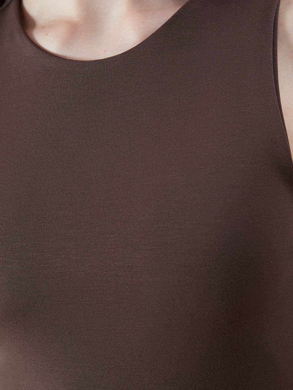 Kahverengi Bisiklet Yaka Bodycon Elbise-2