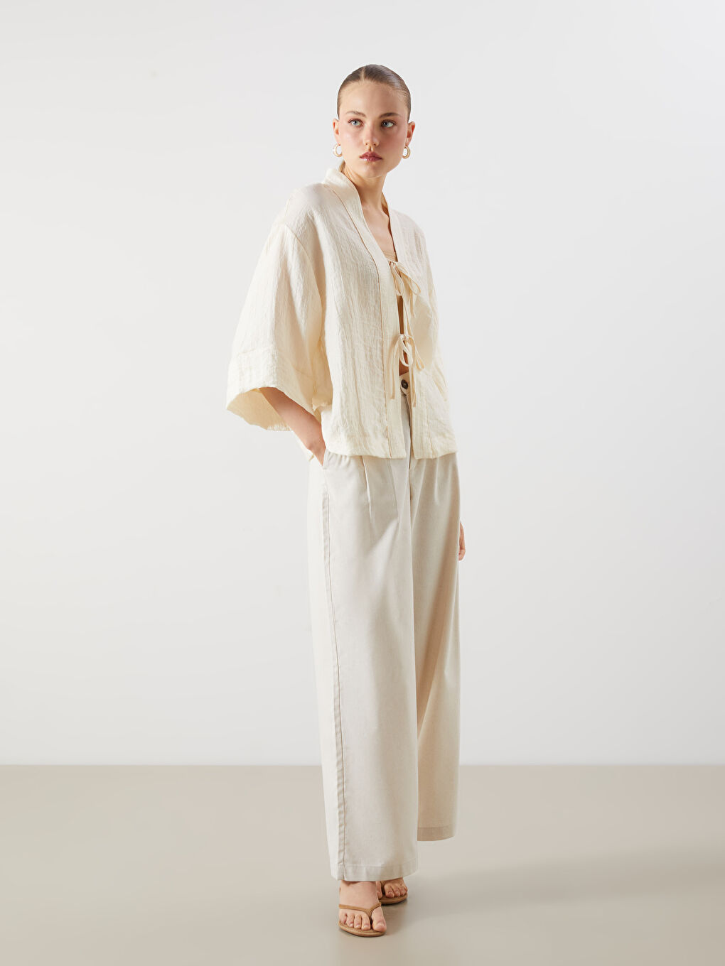 LCW Vision Shawl Collar Oversize Women's Kimono -S5QN80Z8-R9J