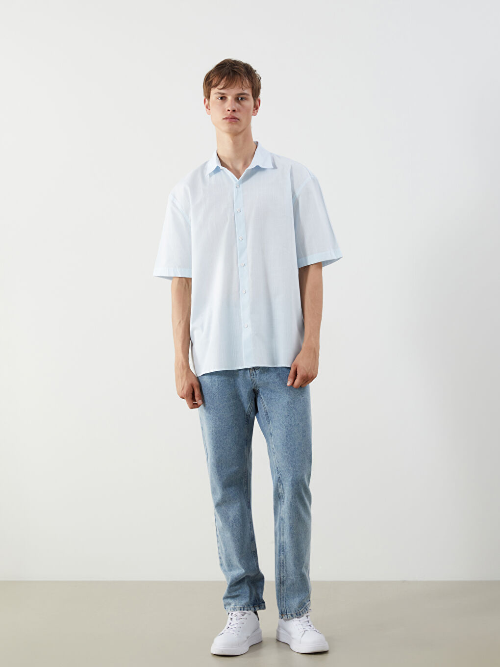 XSIDE Comfortable Fit Short Sleeved Poplin Men's Shirt -S5QN86Z8-QVX