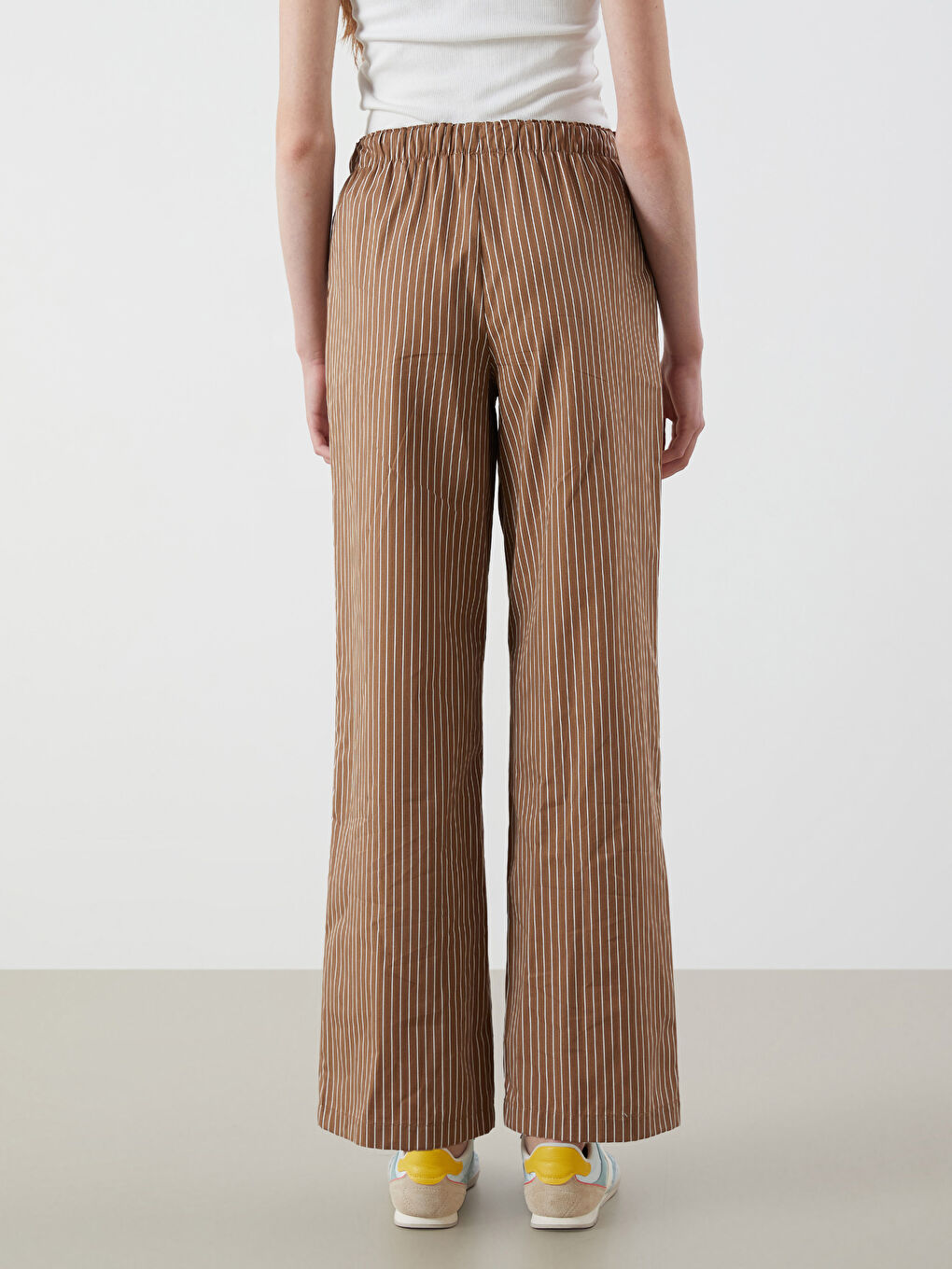 XSIDE Elasticated Waist Striped Wide Leg Women's Trousers -S5QO01Z8-LEW