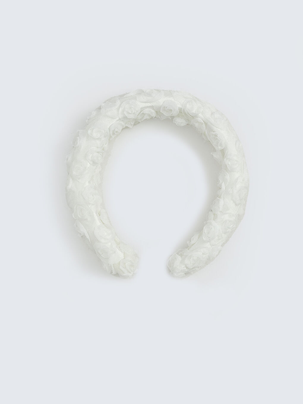 Beyaz Çiçek Detaylı Kız Bebek Taç