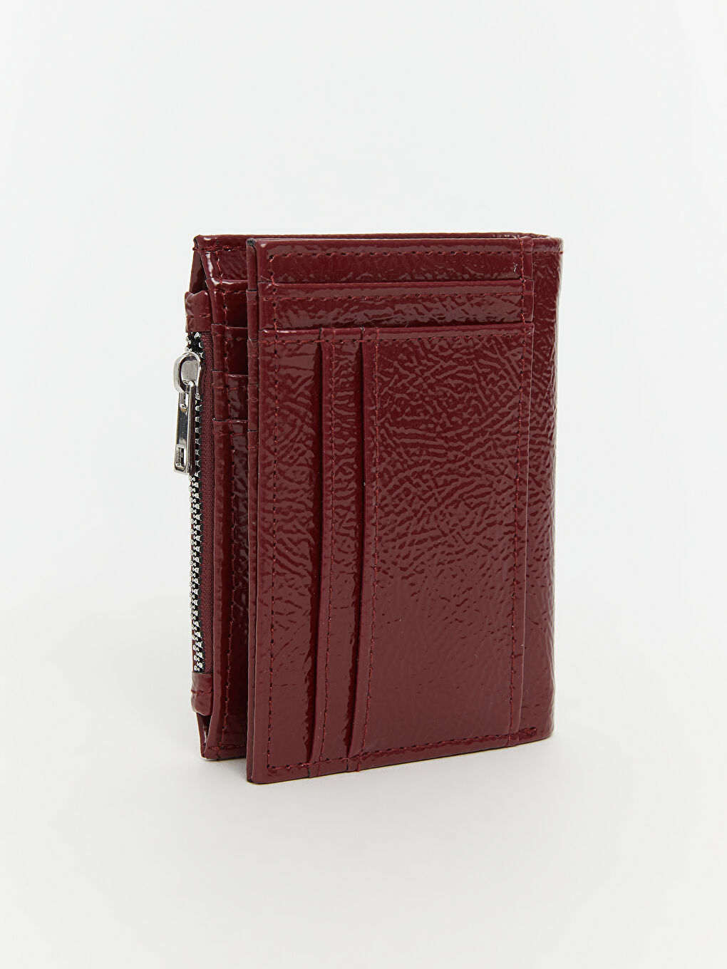 Bordo Deri Görünümlü Kadın Cüzdan