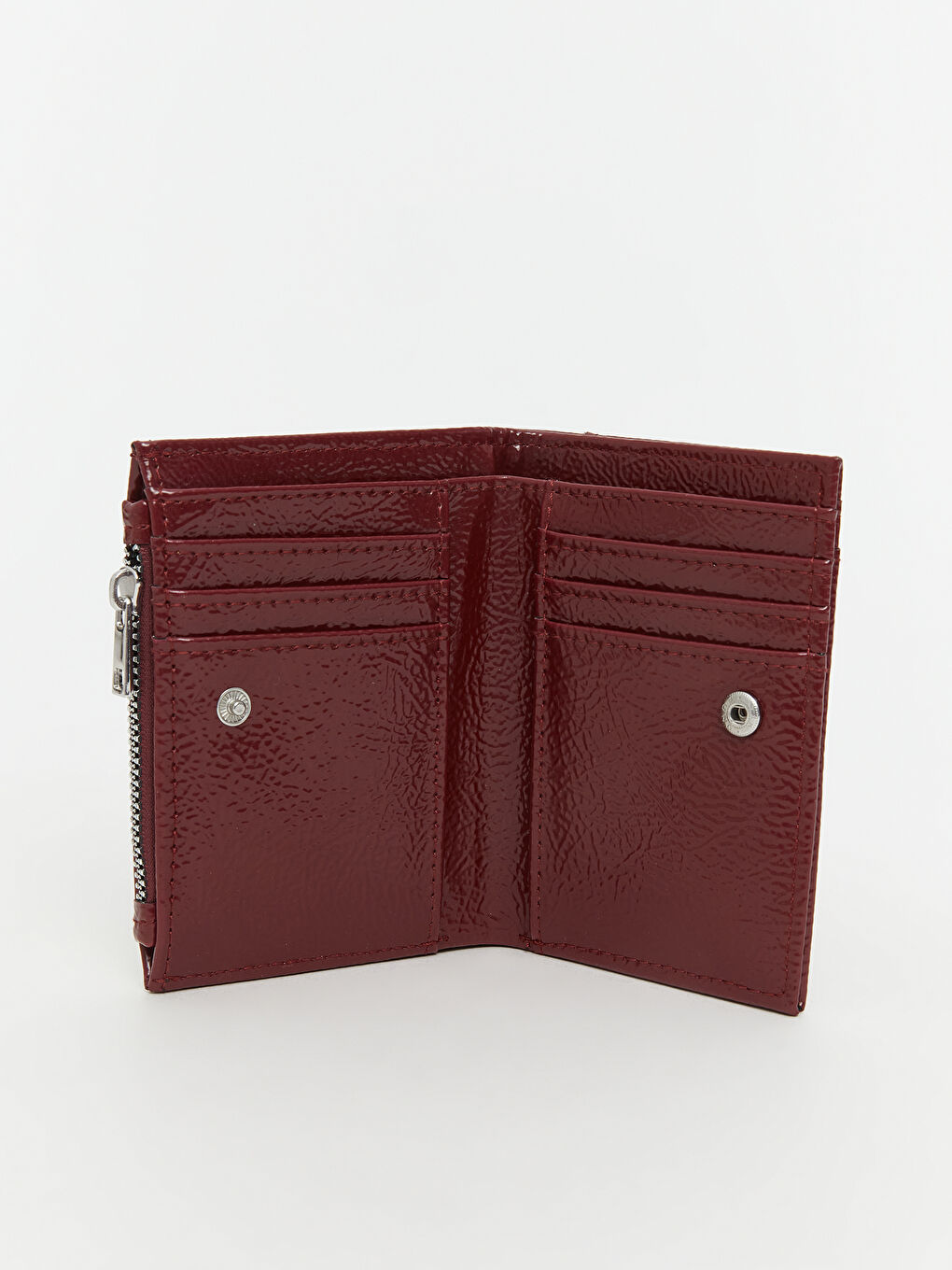 Bordo Deri Görünümlü Kadın Cüzdan-1