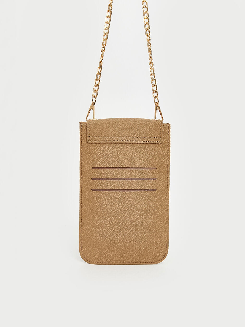 Bej Zincir Askılı Deri Görünümlü Kadın Cüzdan-2