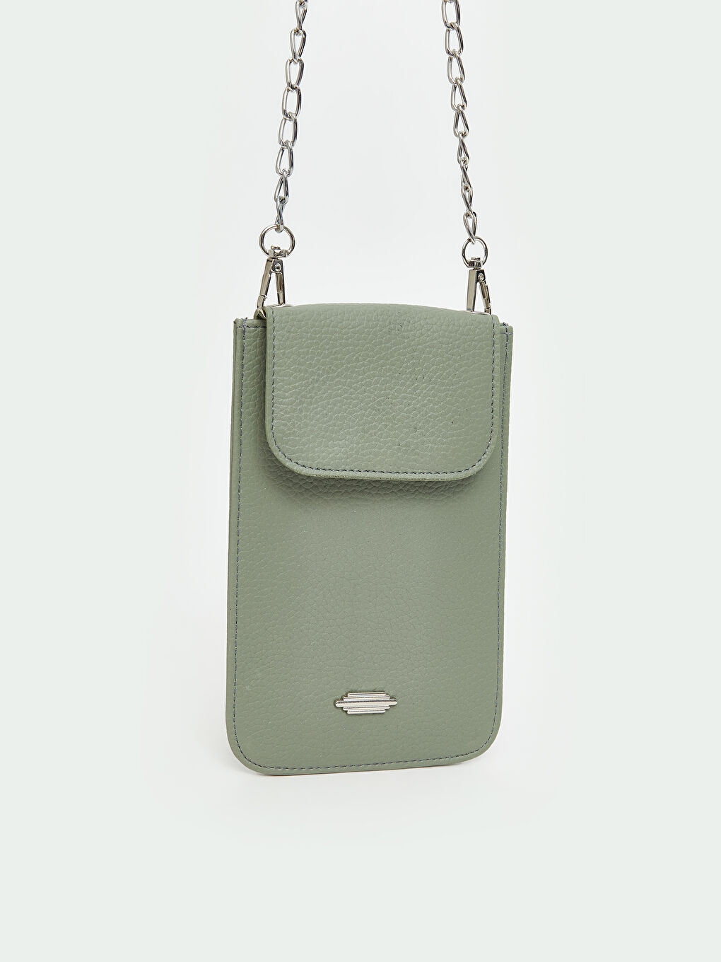 Yeşil Zincir Askılı Deri Görünümlü Kadın Cüzdan-1