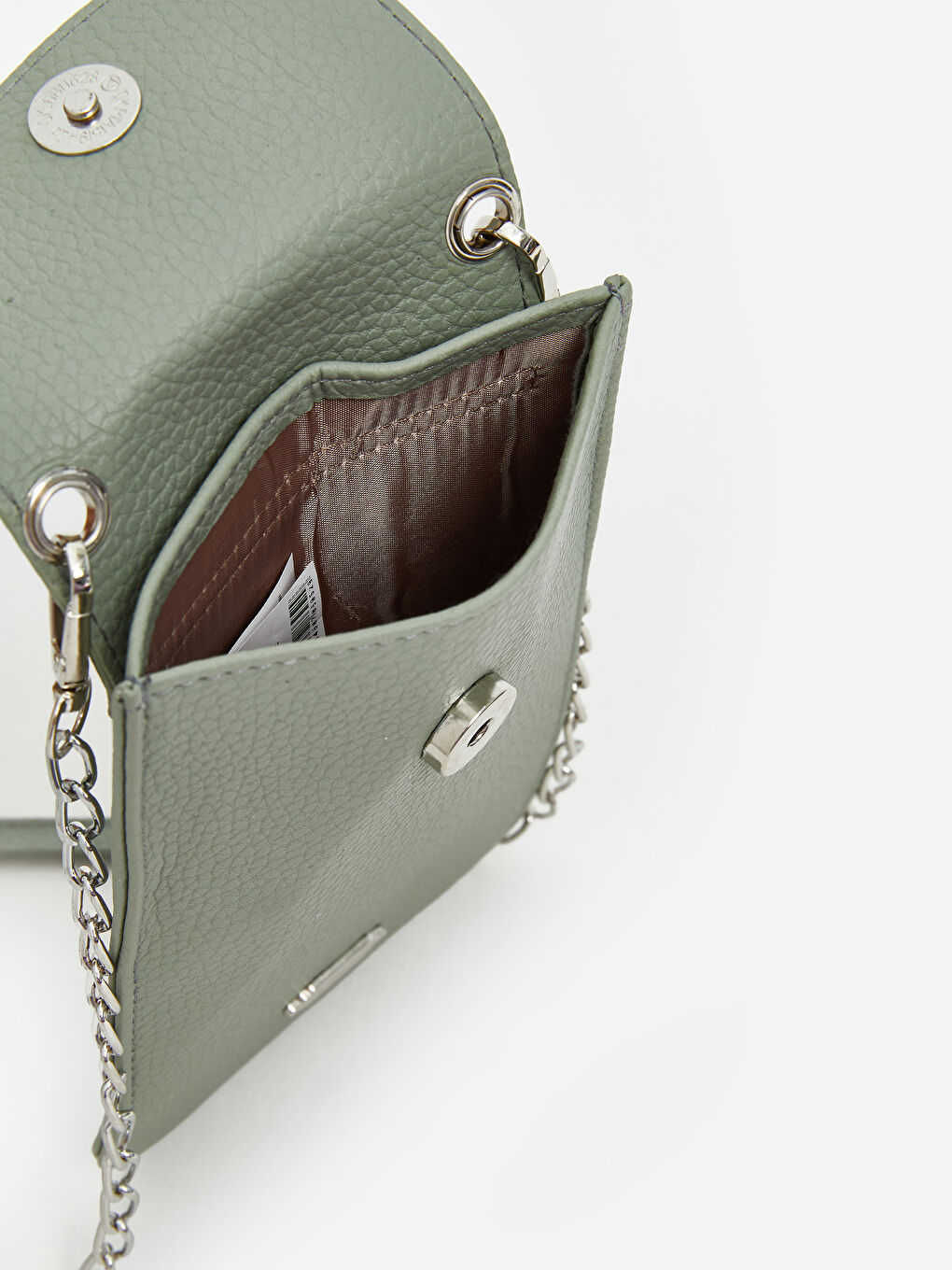 Yeşil Zincir Askılı Deri Görünümlü Kadın Cüzdan-3