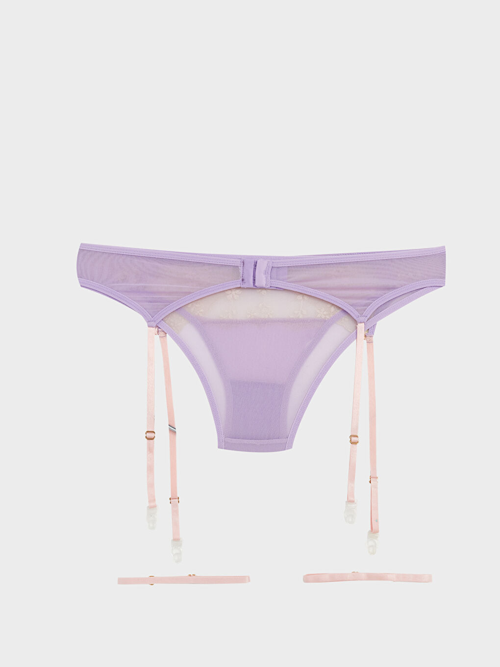 Sarı Dantelli Brazilian Külot ve Jartiyer Kemeri-4