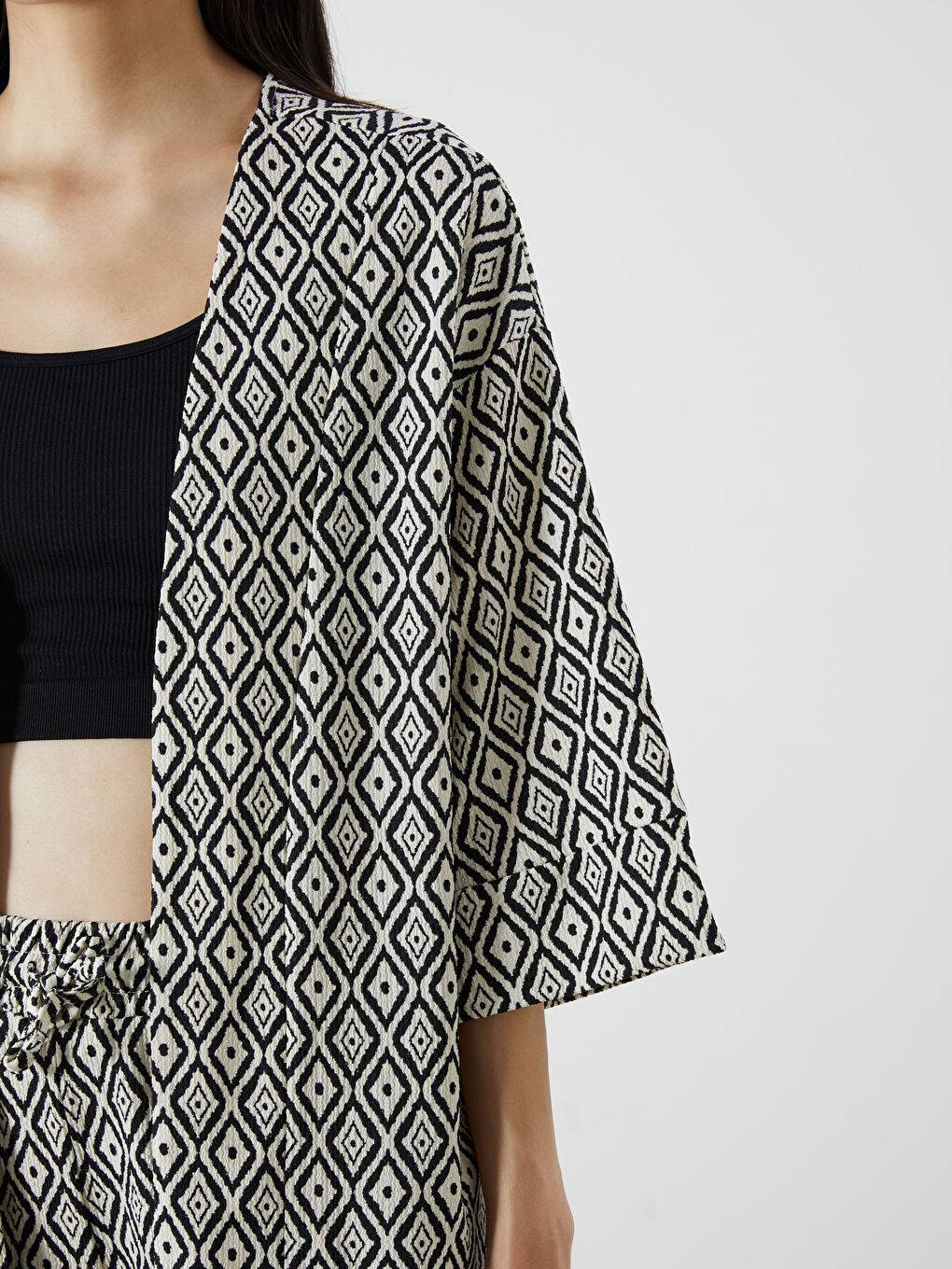 Shawl Collar Patterned Oversize Women's Kimono -S5QO63Z8-LQJ