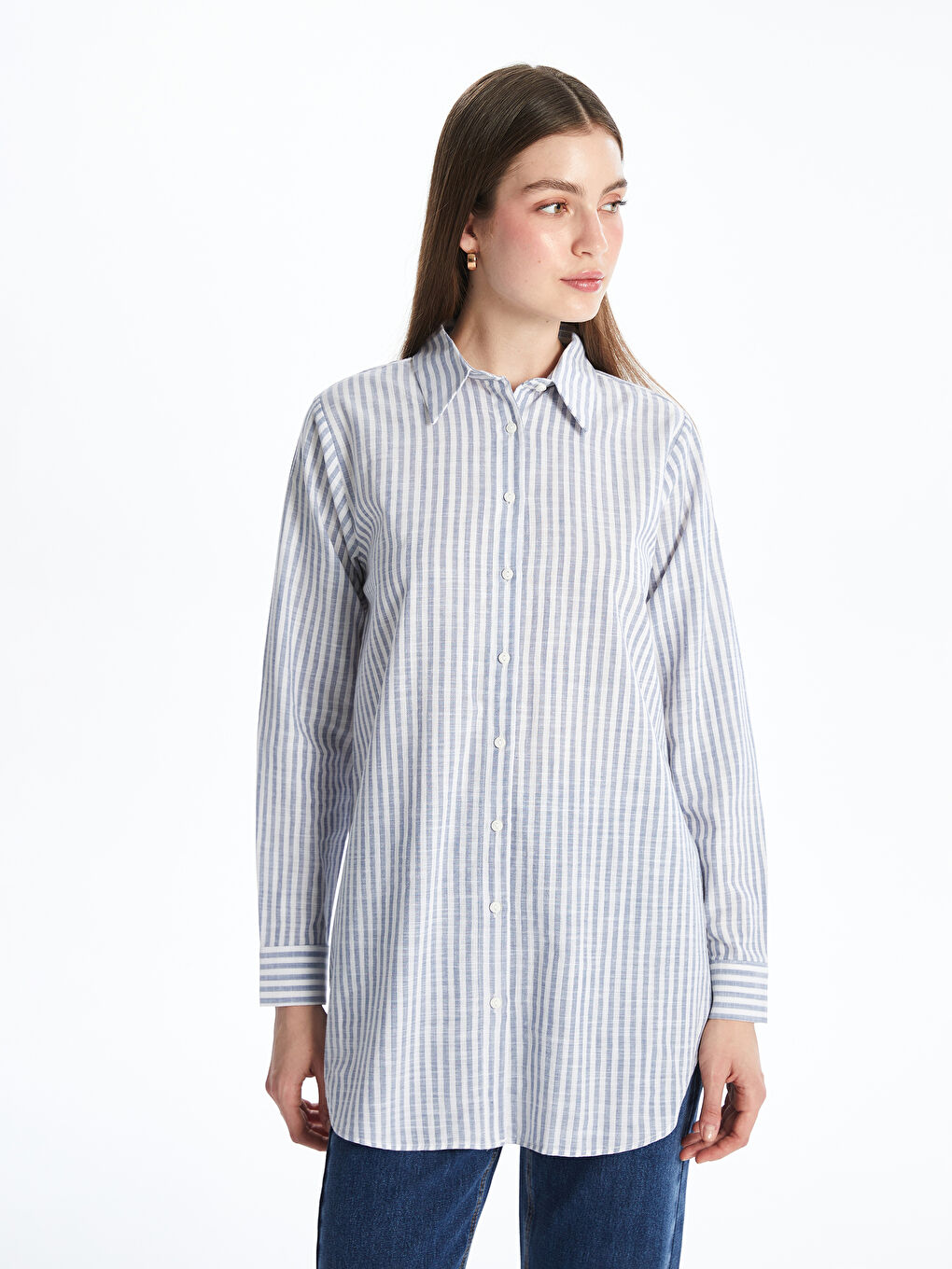 LCWAIKIKI Classic Striped Women's Shirt Tunic -S5QO89Z8-LGB
