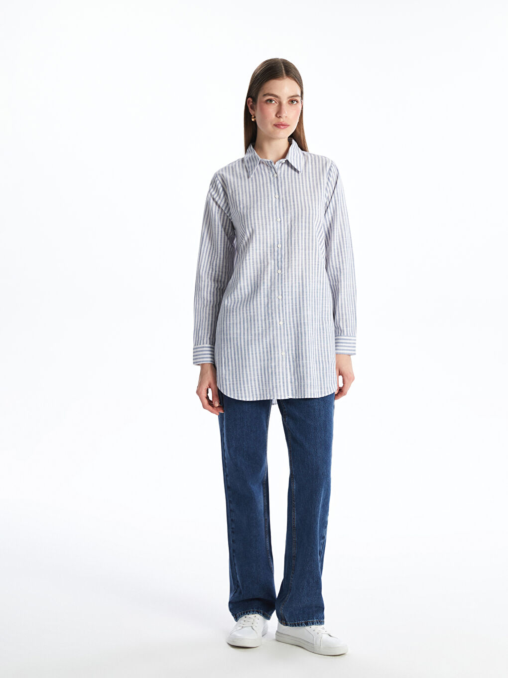 LCWAIKIKI Classic Striped Women's Shirt Tunic -S5QO89Z8-LGB