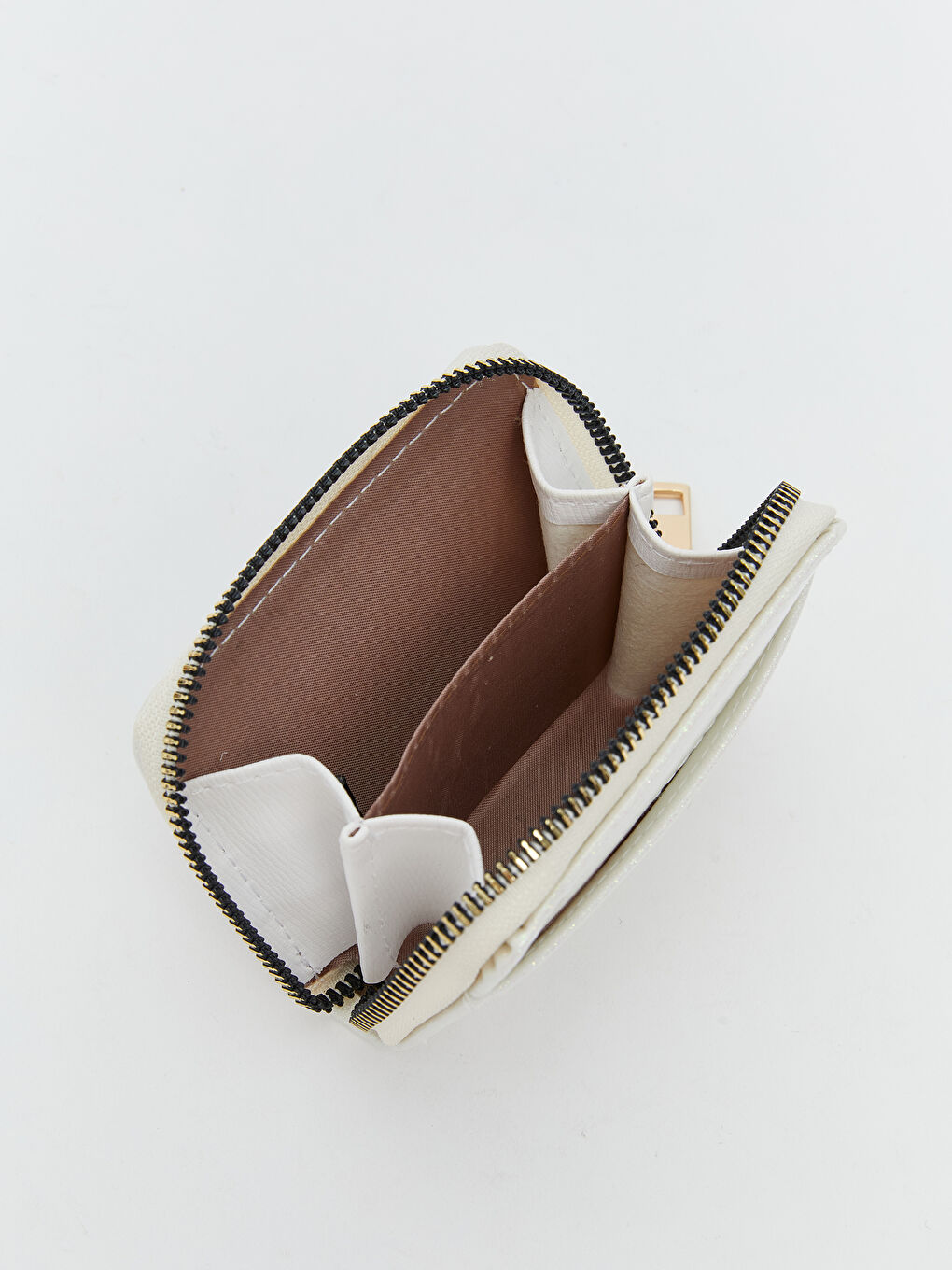 Beyaz Simli Deri Görünümlü Kadın Cüzdan-2