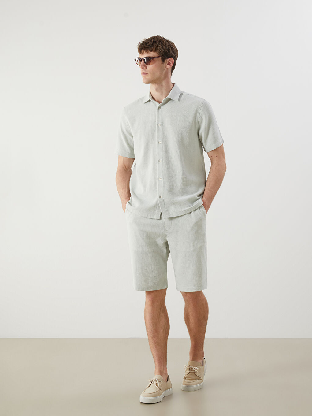 LCW Vision Regular Fit Linen-Look Men's Shorts -S5QP21Z8-VYW