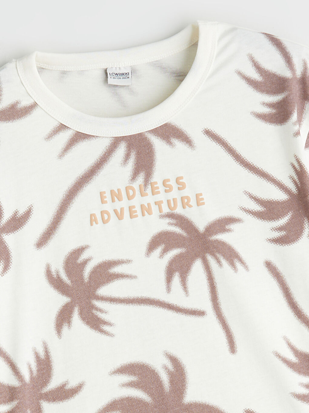 Ekru Bisiklet Yaka Baskılı Erkek Çocuk Tişört-1