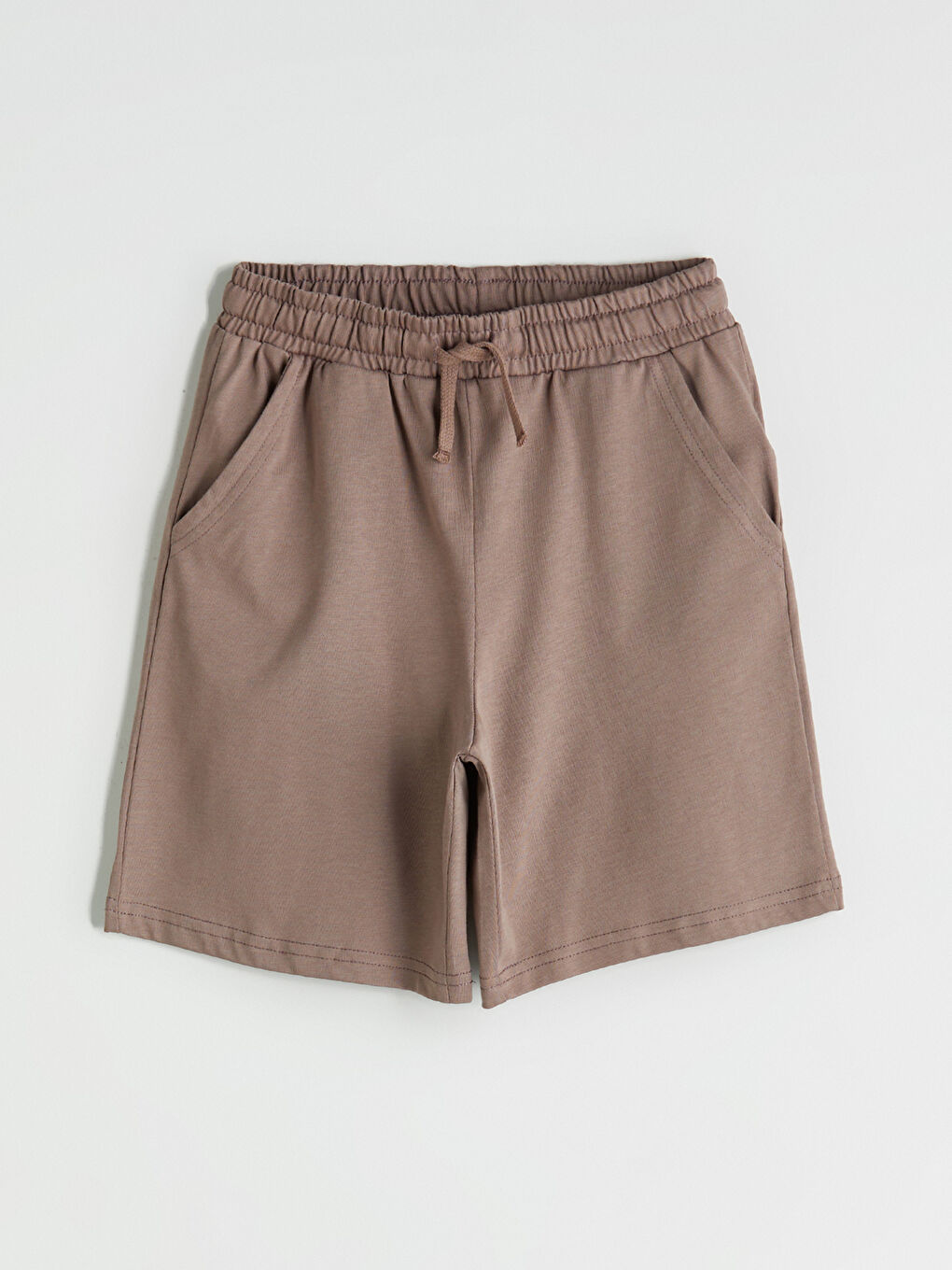 Kahverengi Beli Lastikli Basic Cepli Erkek Çocuk Şort