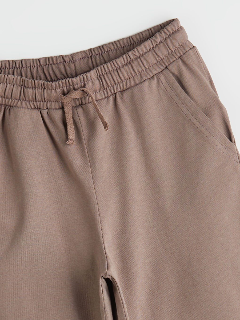 Kahverengi Beli Lastikli Basic Cepli Erkek Çocuk Şort-1