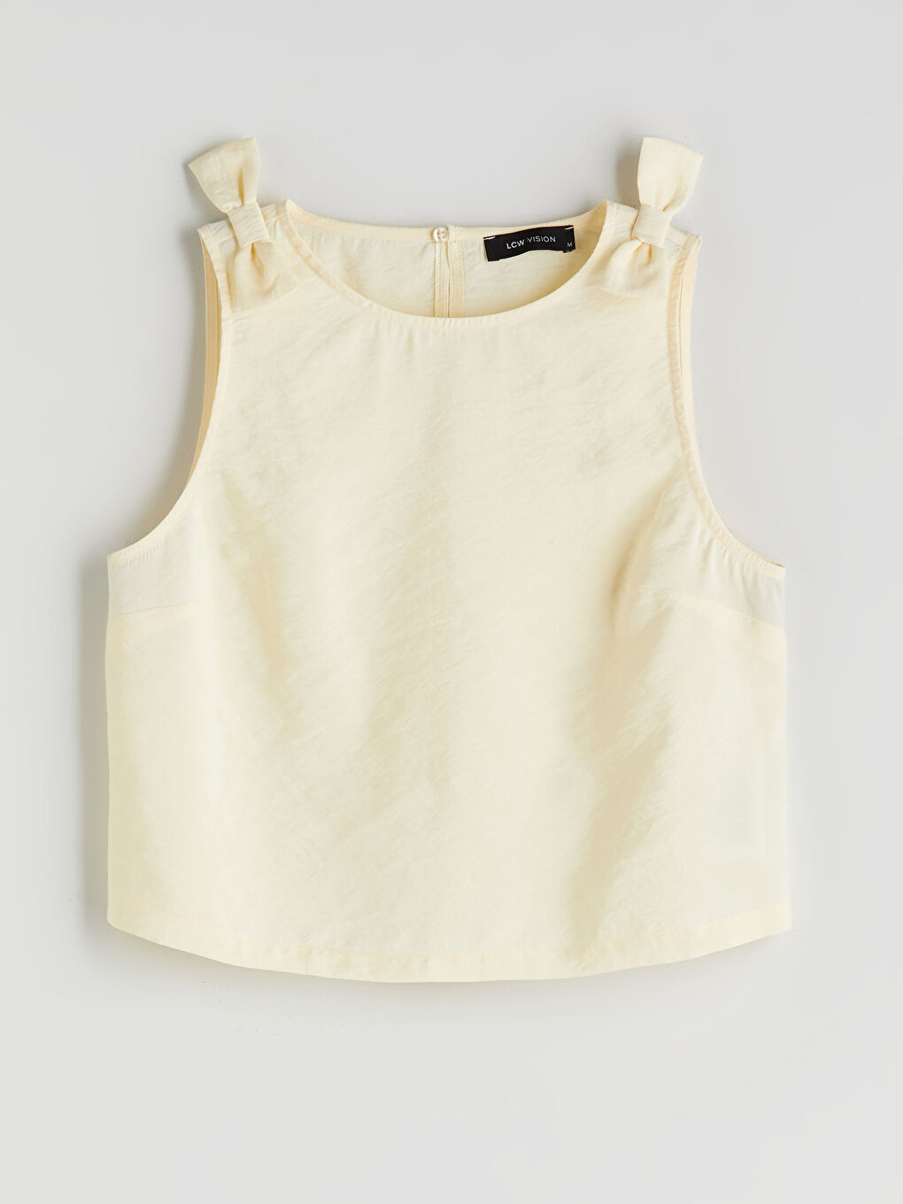 Sarı Bisiklet Yaka Fiyonklu Modal Karışımlı Bluz-4