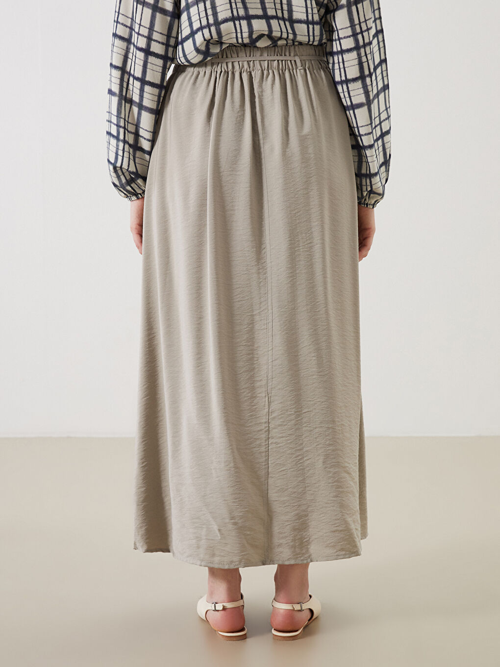 جيبة بقصة A وخصر مرن-3