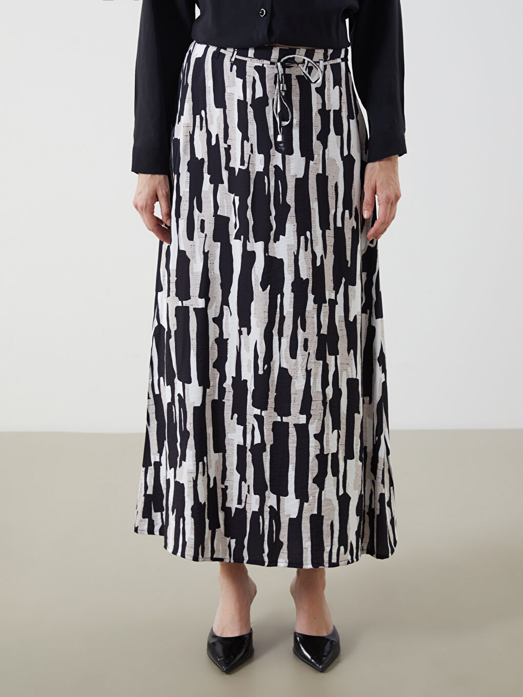 Elasticated Waist Patterned Skirt -S5QP72Z8-LQJ