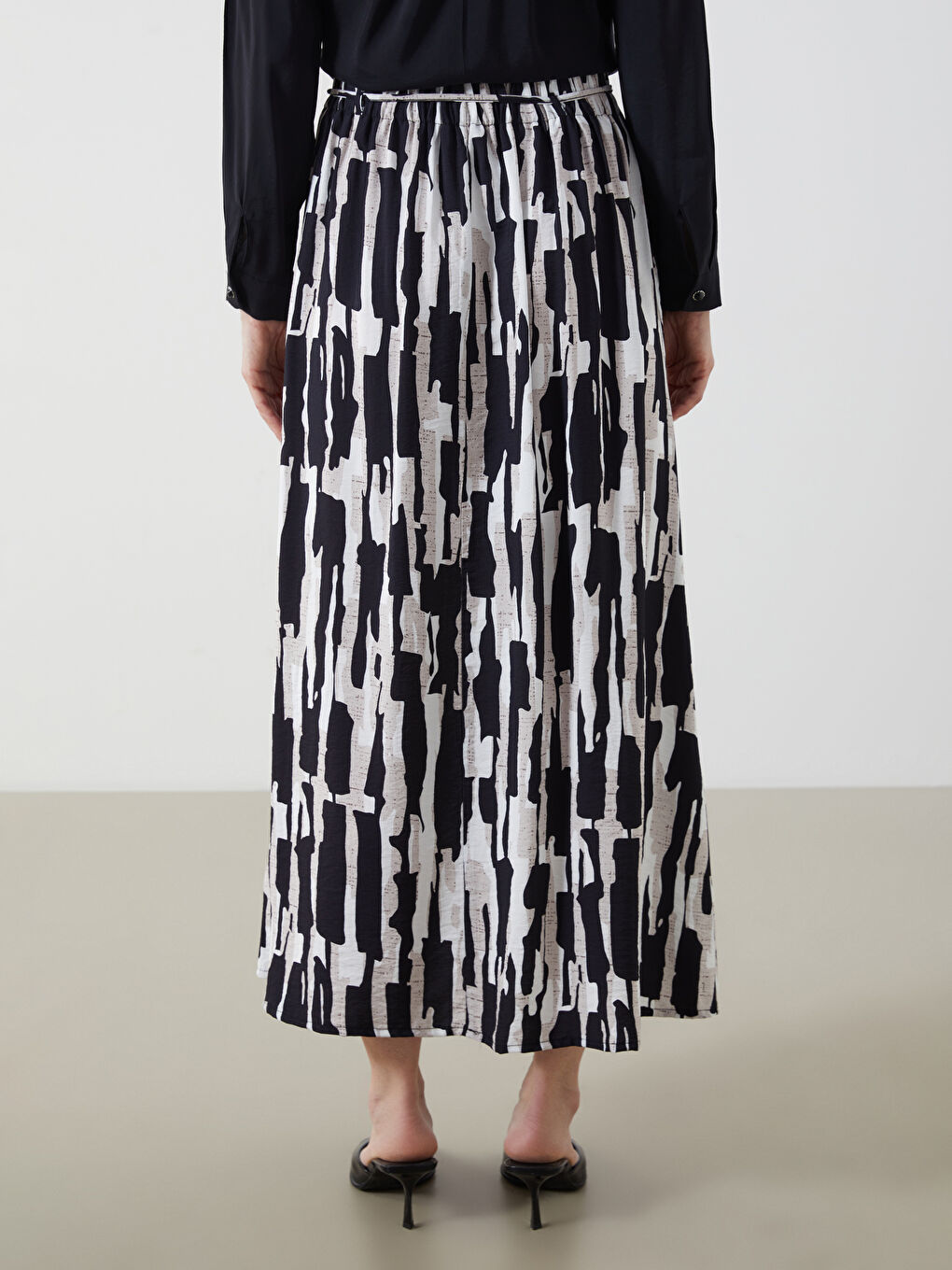 Elasticated Waist Patterned Skirt -S5QP72Z8-LQJ