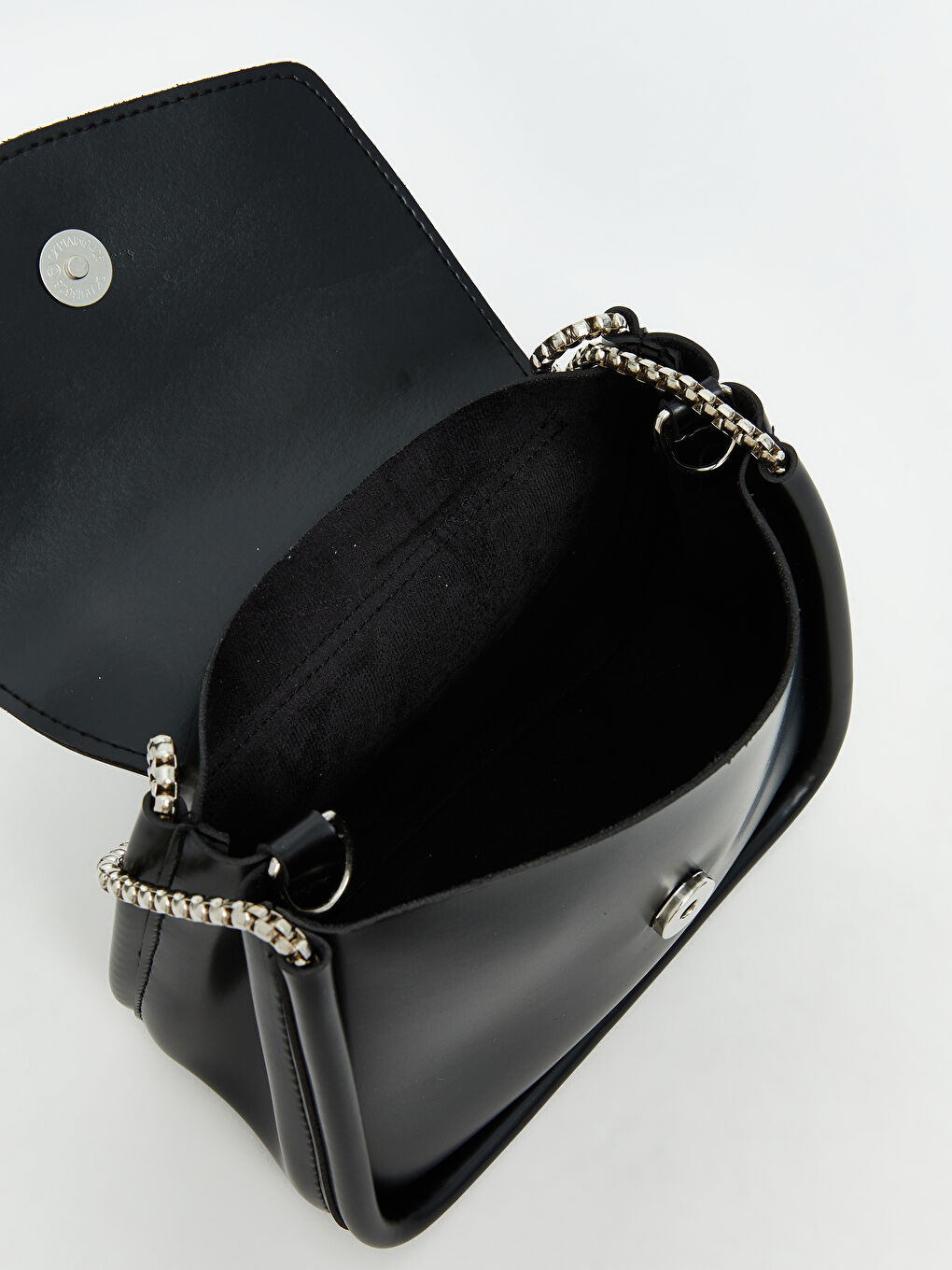 Siyah Deri Görünümlü Kadın Omuz Çantası-2