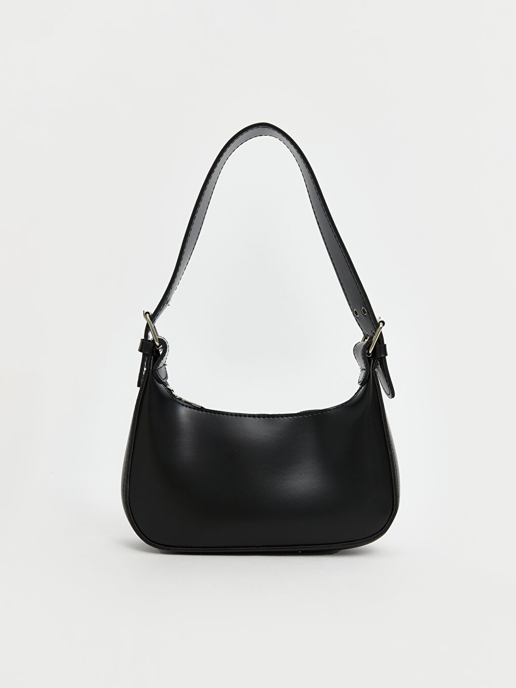 Siyah Deri Görünümlü Kadın Baget Çanta