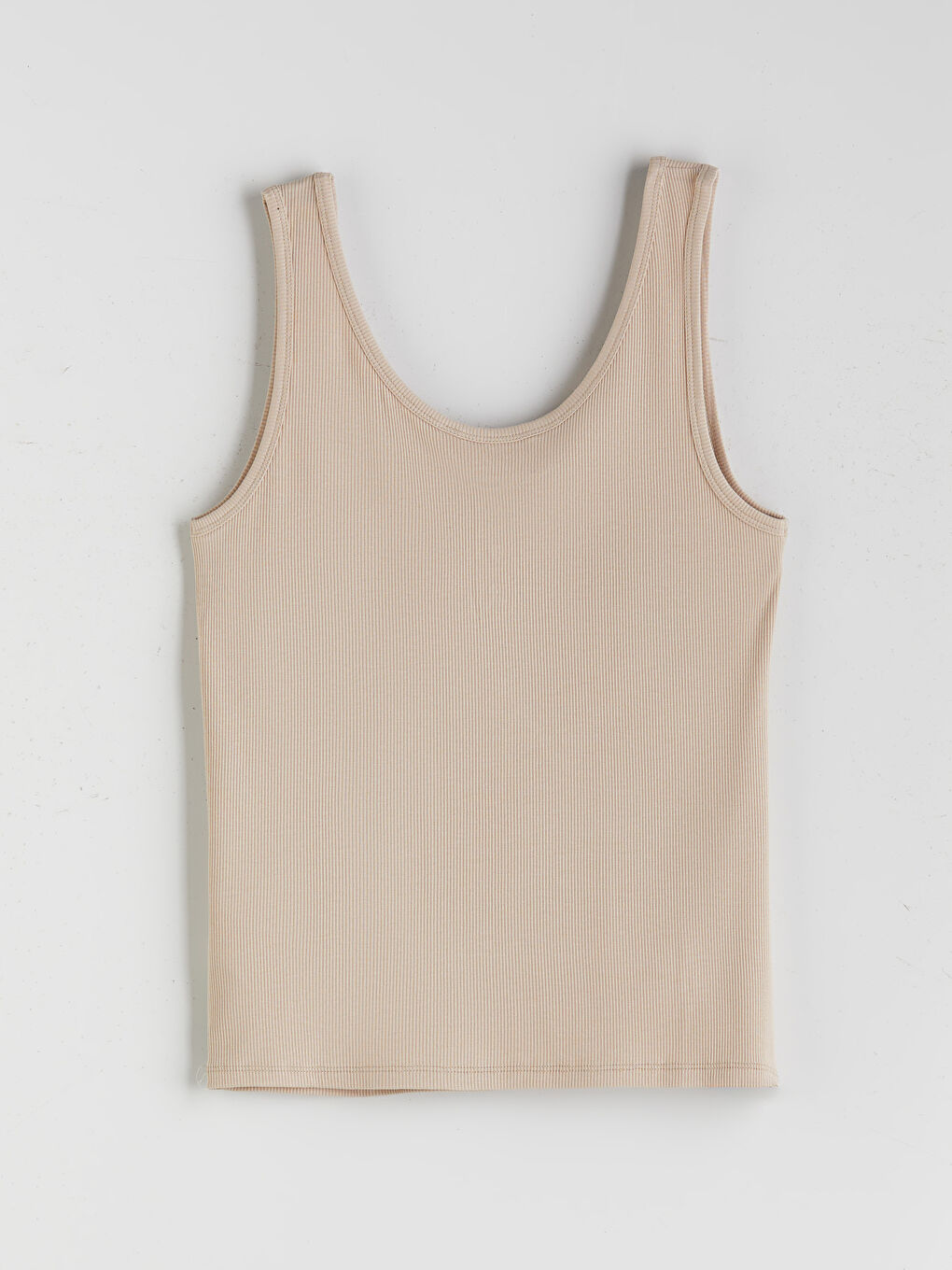 Bej U Yaka Dokulu Kadın Pijama Üstü-5