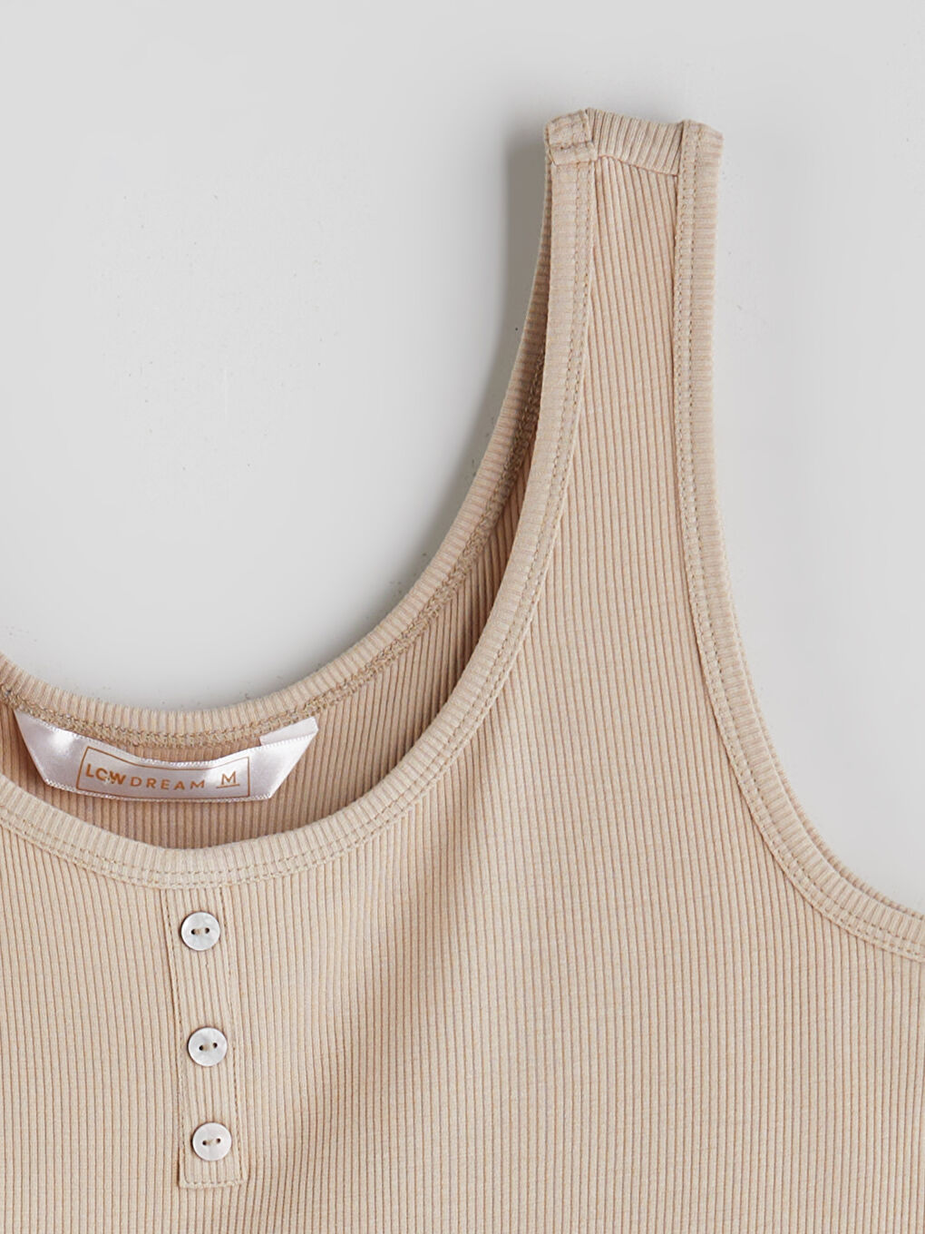 Bej U Yaka Dokulu Kadın Pijama Üstü-6