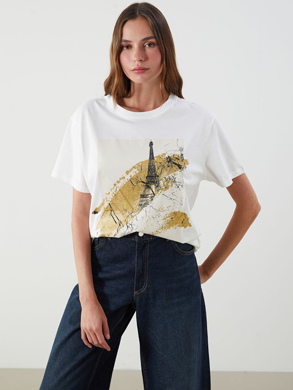 LCW Vision Crew Neck Printed Women's T-Shirt -S5QQ32Z8-R9J