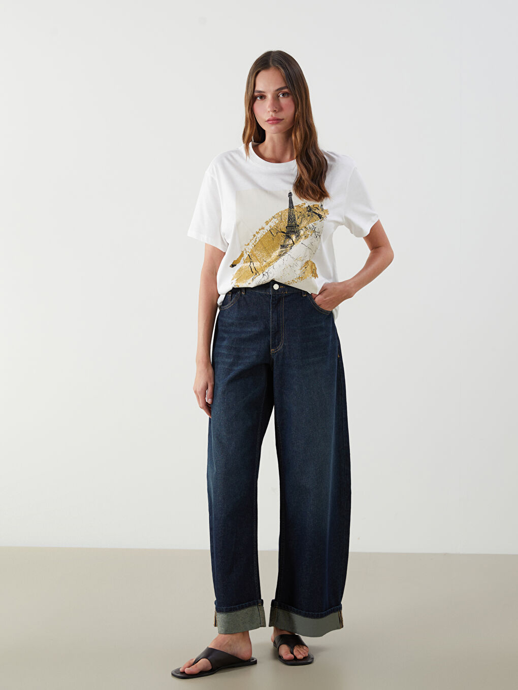 LCW Vision Crew Neck Printed Women's T-Shirt -S5QQ32Z8-R9J