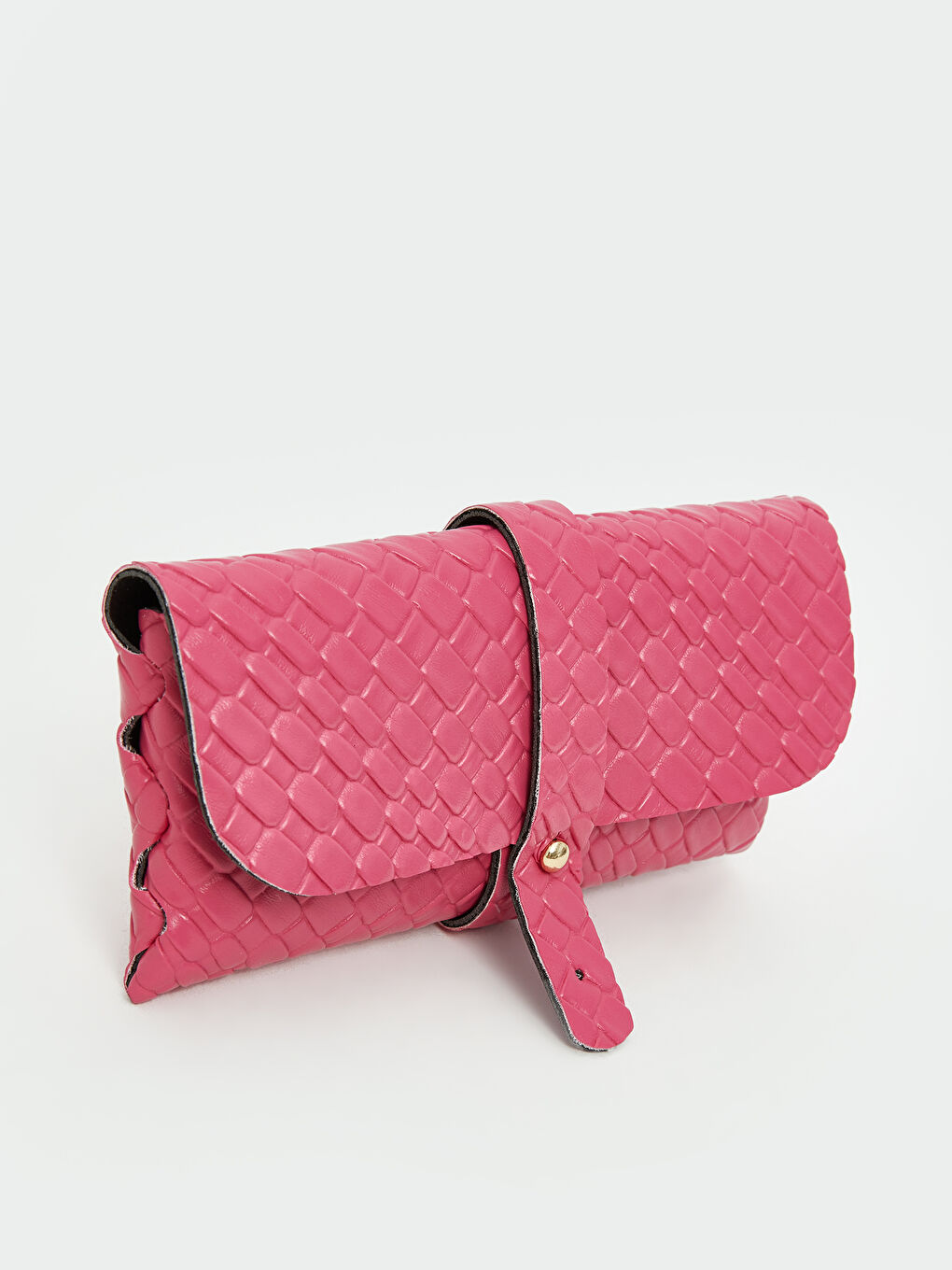 Fuşya Deri Görünümlü Kroko Desenli Kadın Cüzdan-1