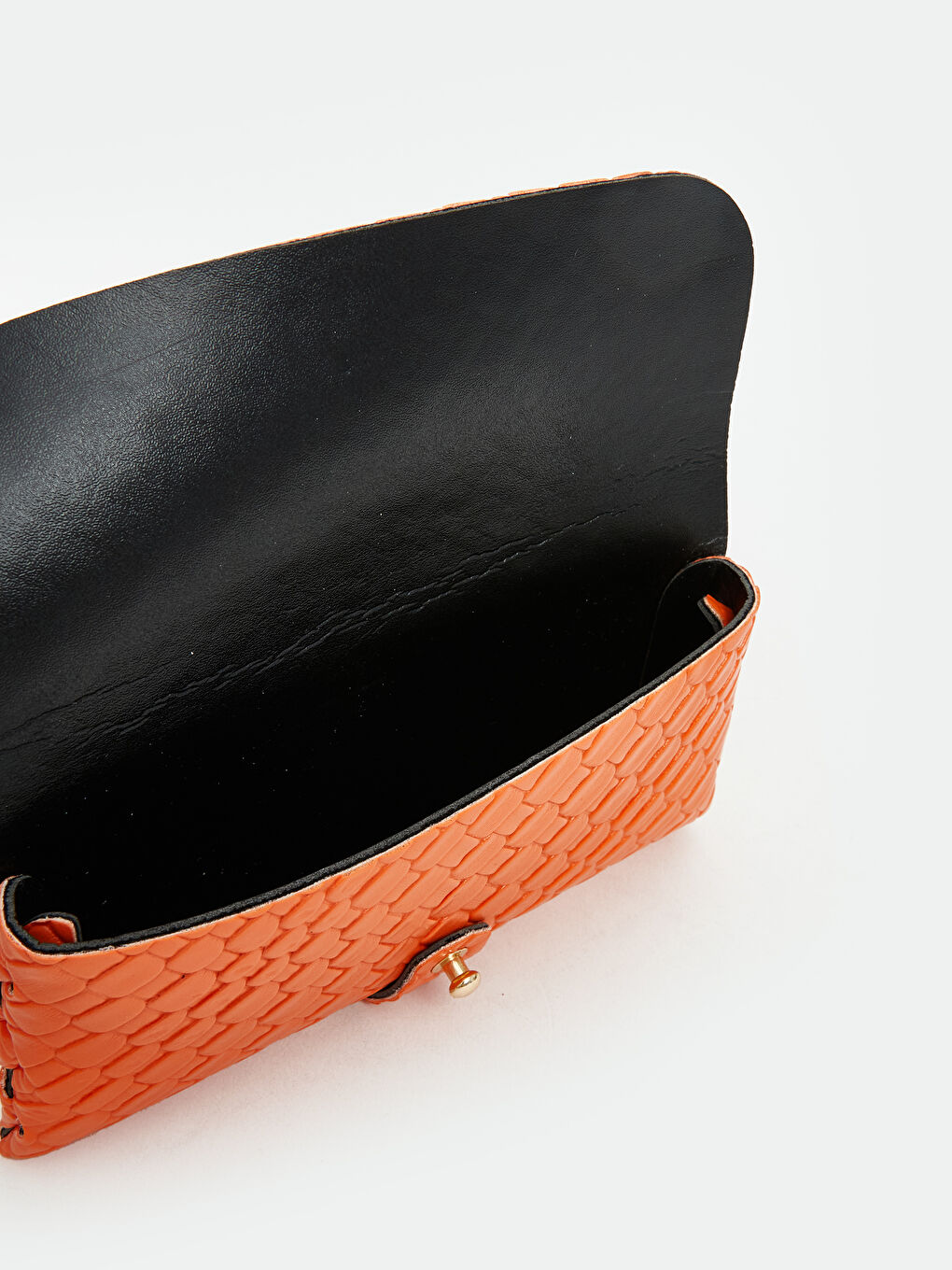 Turuncu Deri Görünümlü Kroko Desenli Kadın Cüzdan-2