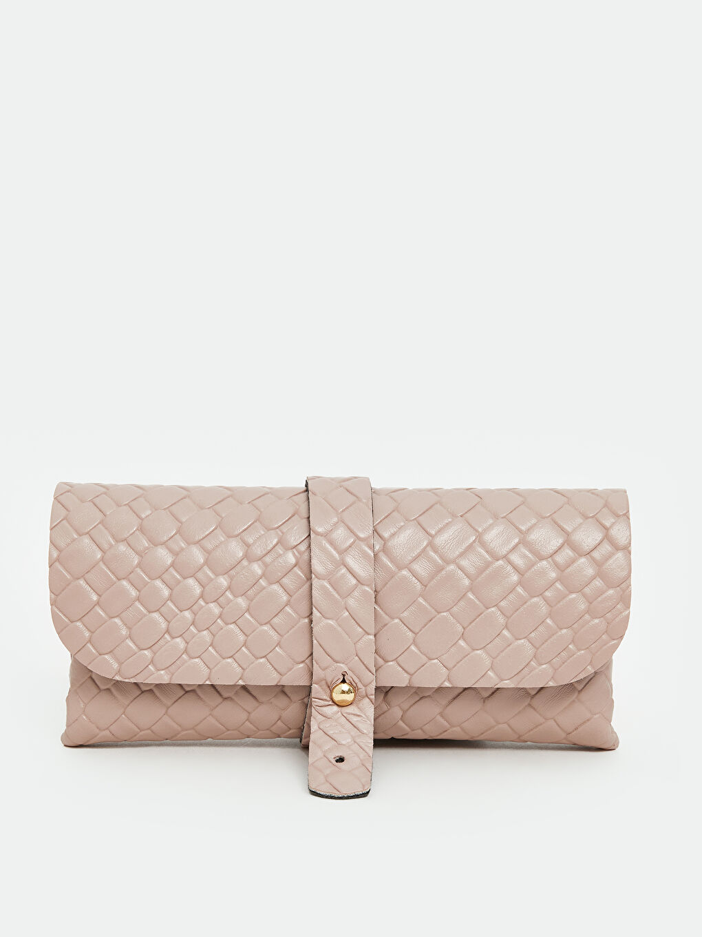 Pembe Deri Görünümlü Kroko Desenli Kadın Cüzdan