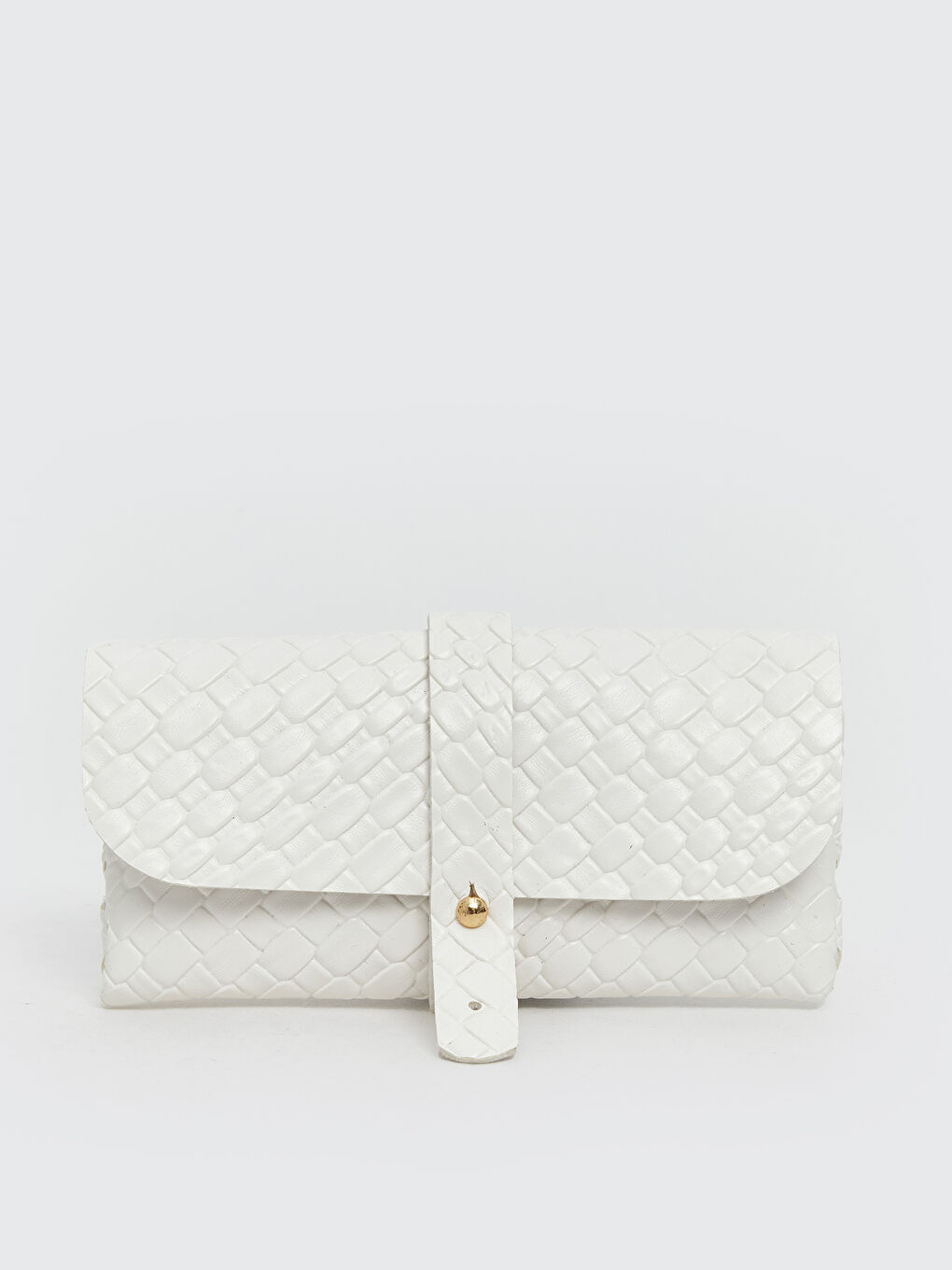 Beyaz Deri Görünümlü Kroko Desenli Kadın Cüzdan