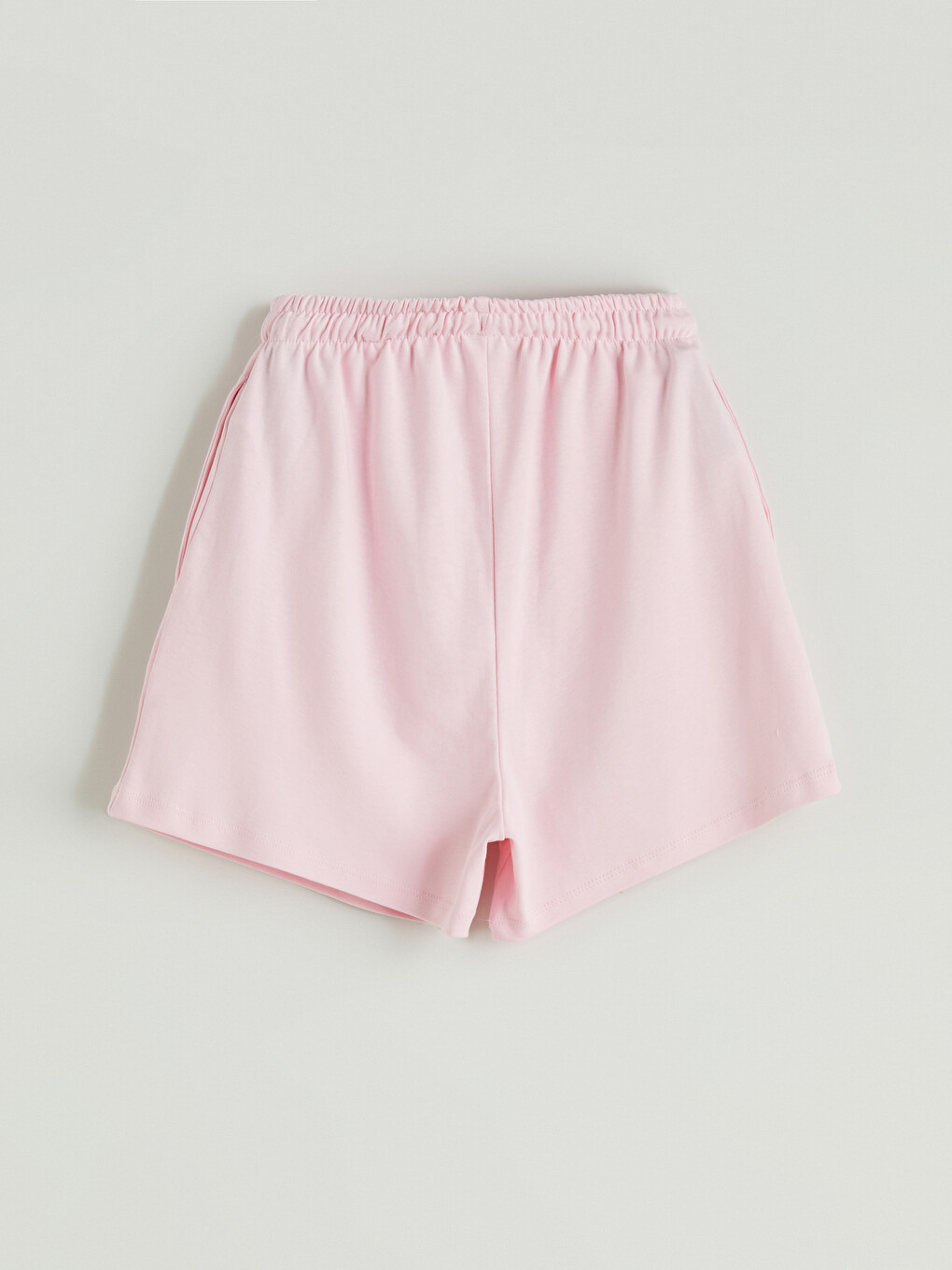 Pembe Beli Lastikli Kız Çocuk Şort-1