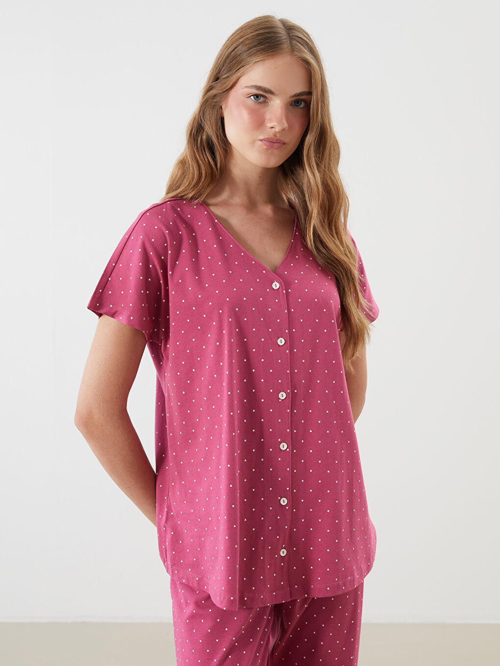 LCW DREAM V-Neck Polka Dot Maternity Pyjama Set -S5QQ82Z8-LQU