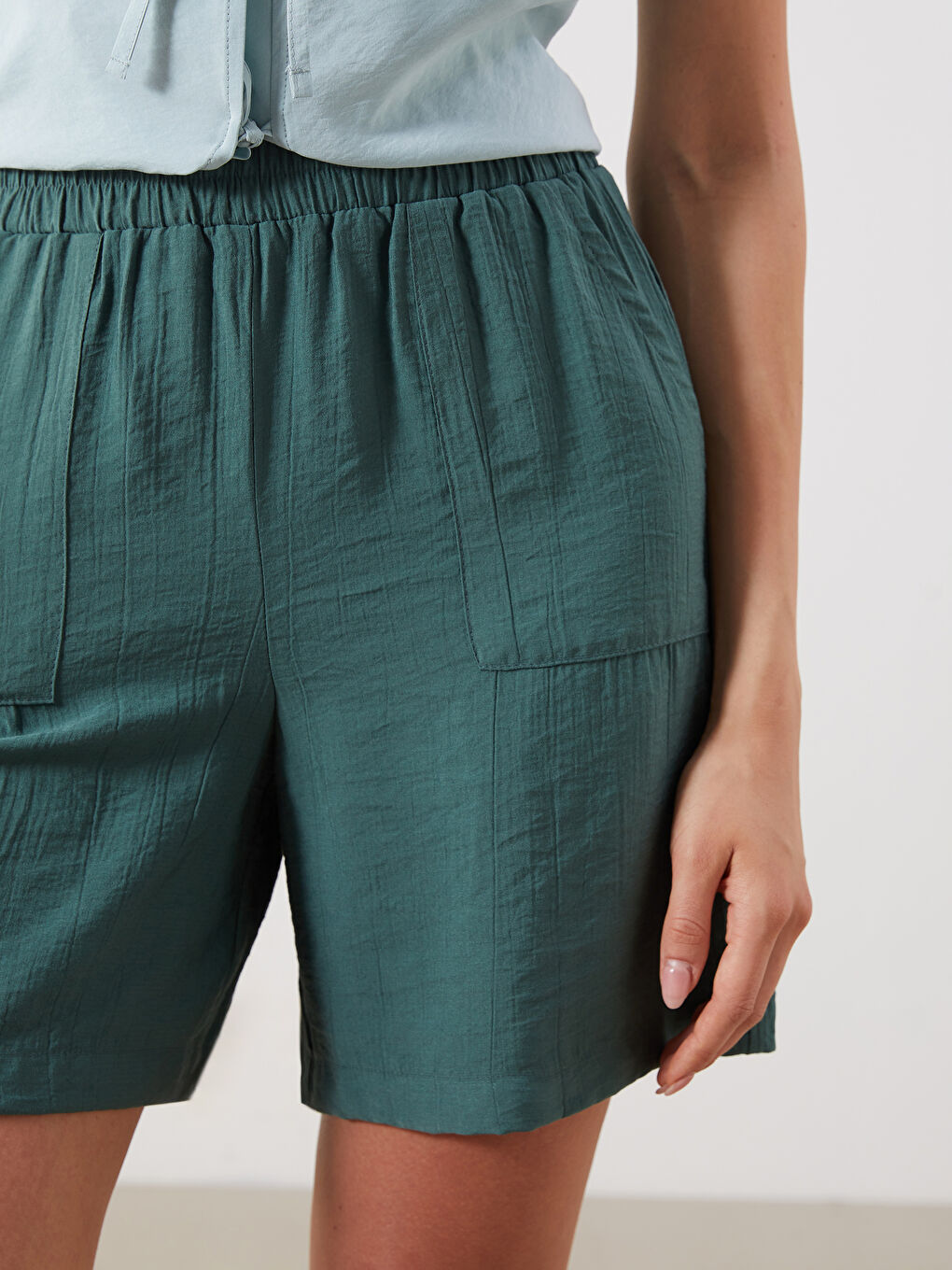 Elasticated Waist Textured Women's Shorts -S5QQ95Z8-EAW